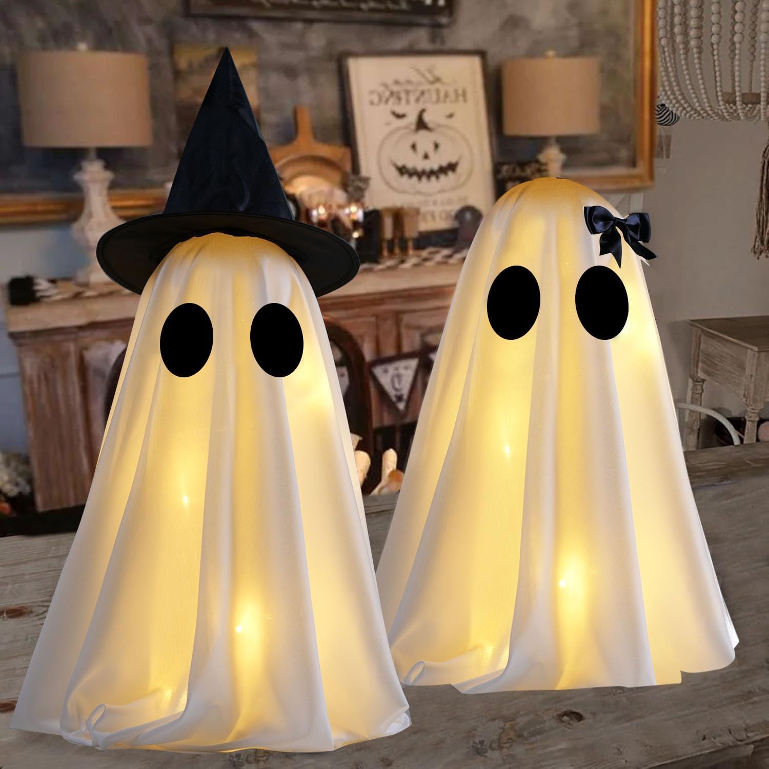 Detalle de KIWDY Halloween Ghost Decorations Set of 2