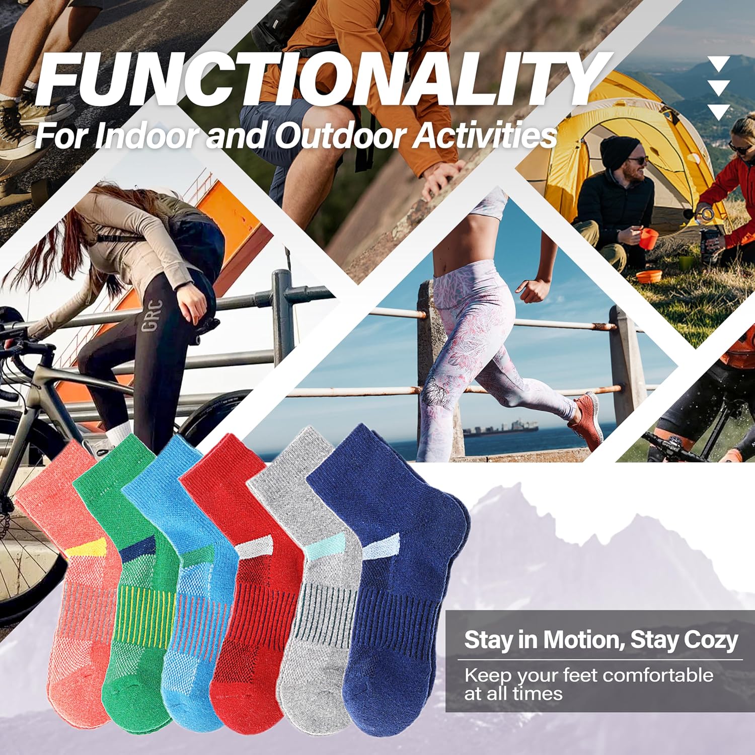 Thumbnail 5 de MOSEY KOSY 6 Pairs Merino Wool Socks for All