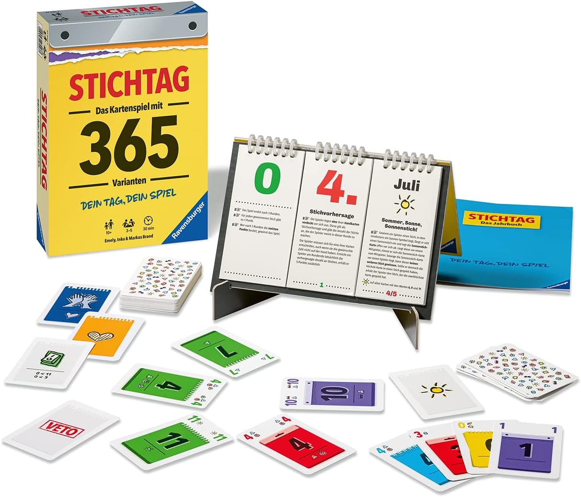 Detalle de Stichtag 27047 „Dein Tag, dein Spiel“ – Ravensburger Stichspiel mit 365 Varianten für 3–5 Spieler ab 10 Jahren