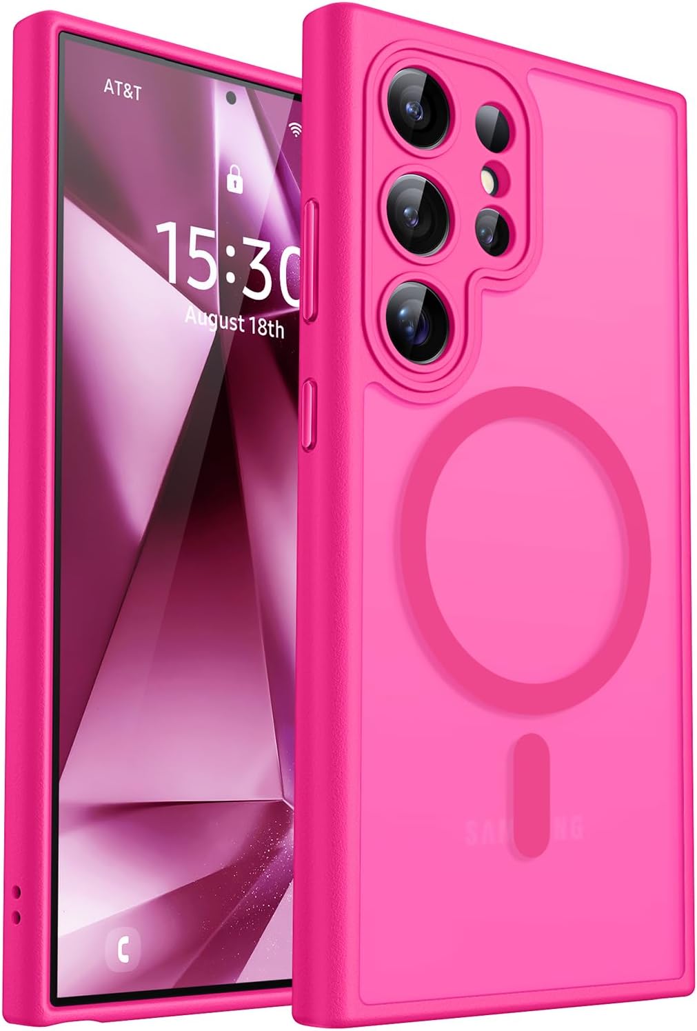 Detalle de CANSHN Magnetica Cover per Samsung Galaxy S24 Ultra (6.8 Pollici) – Protezione fotocamera a tutto schermo, trasparente opaca e antiurto