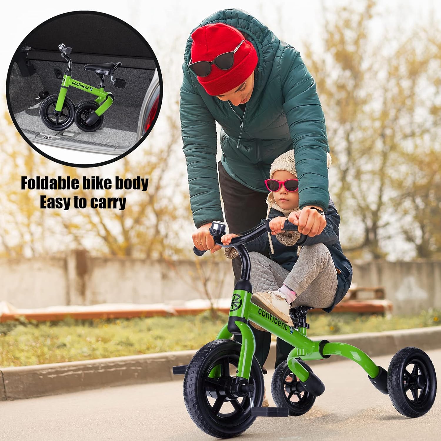 Thumbnail 1 de YGJT 3-in-1 Tricycle for Toddlers (Age 2–5), Folding Ride-On with Adjustable Seat & Removable Pedals