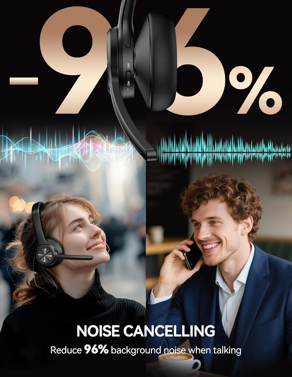 Thumbnail 1 de TECKNET Bluetooth Headset 50h