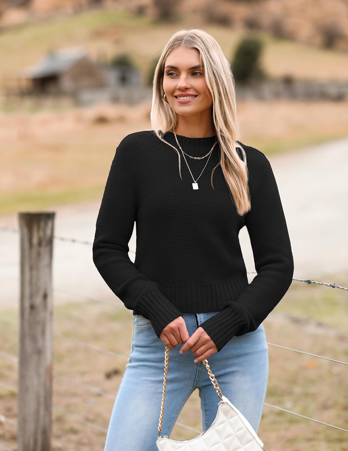 Thumbnail 1 de Zeagoo 2026 Cropped Crewneck Sweater 50.7% Viscose