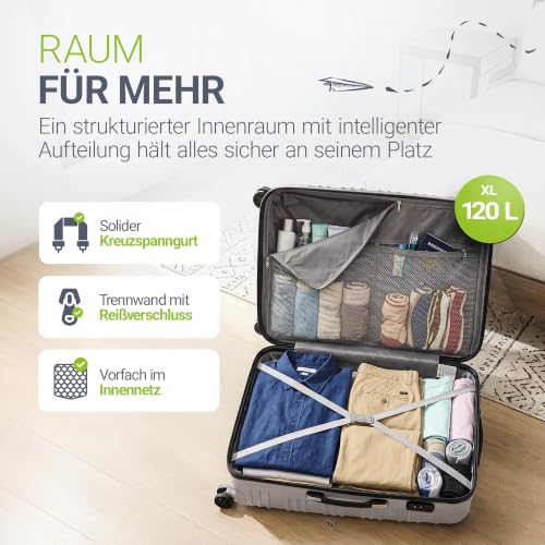 Detalle de Juskys Kofferset Rom 3-teilig Hartschale Champagner – 3 Größen, 360°-Rollen