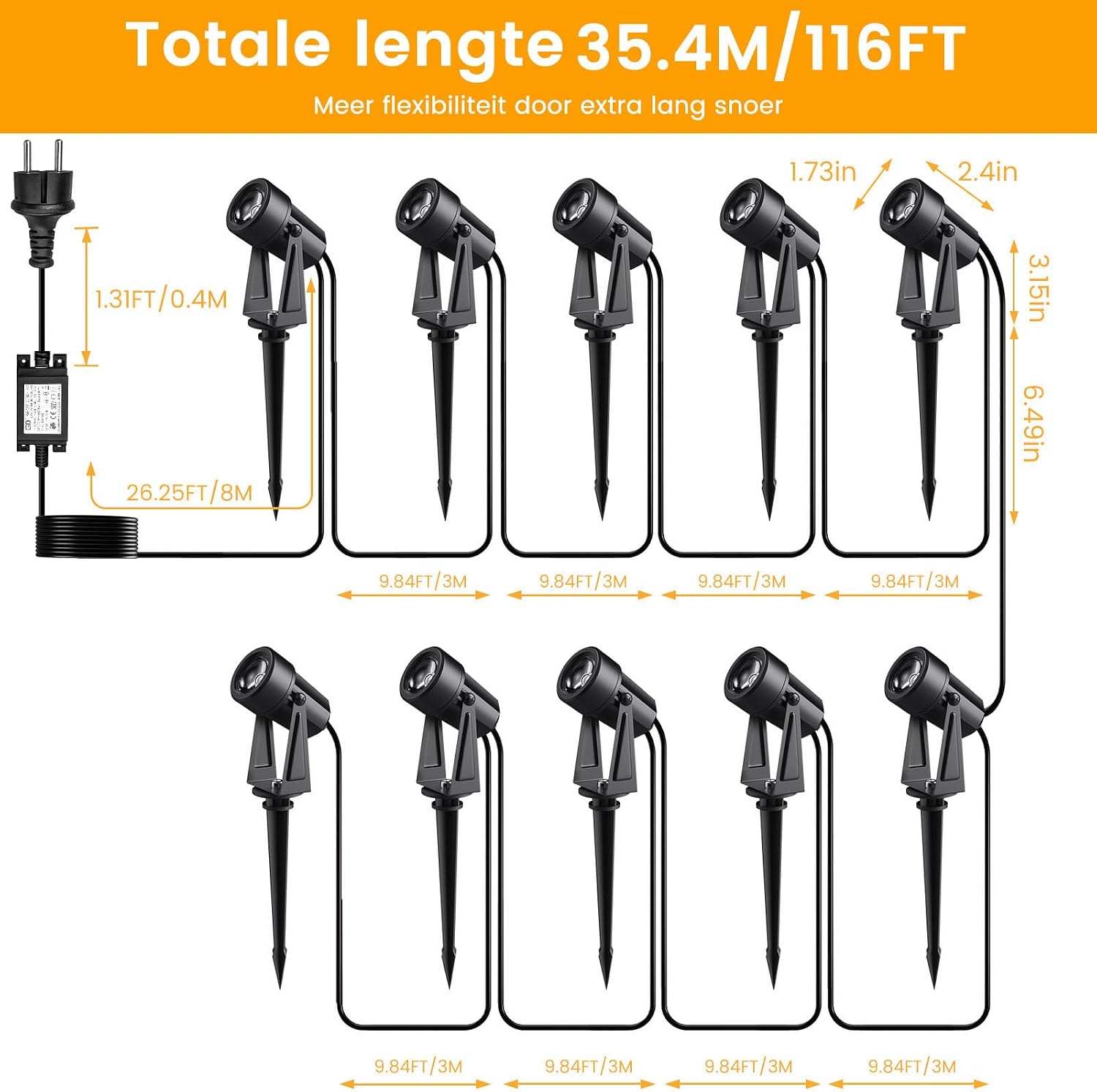 Thumbnail 6 de LONIUTO IL-SD-2235M10T tuinspots, 10 stuks, 3000K warm wit en IP65