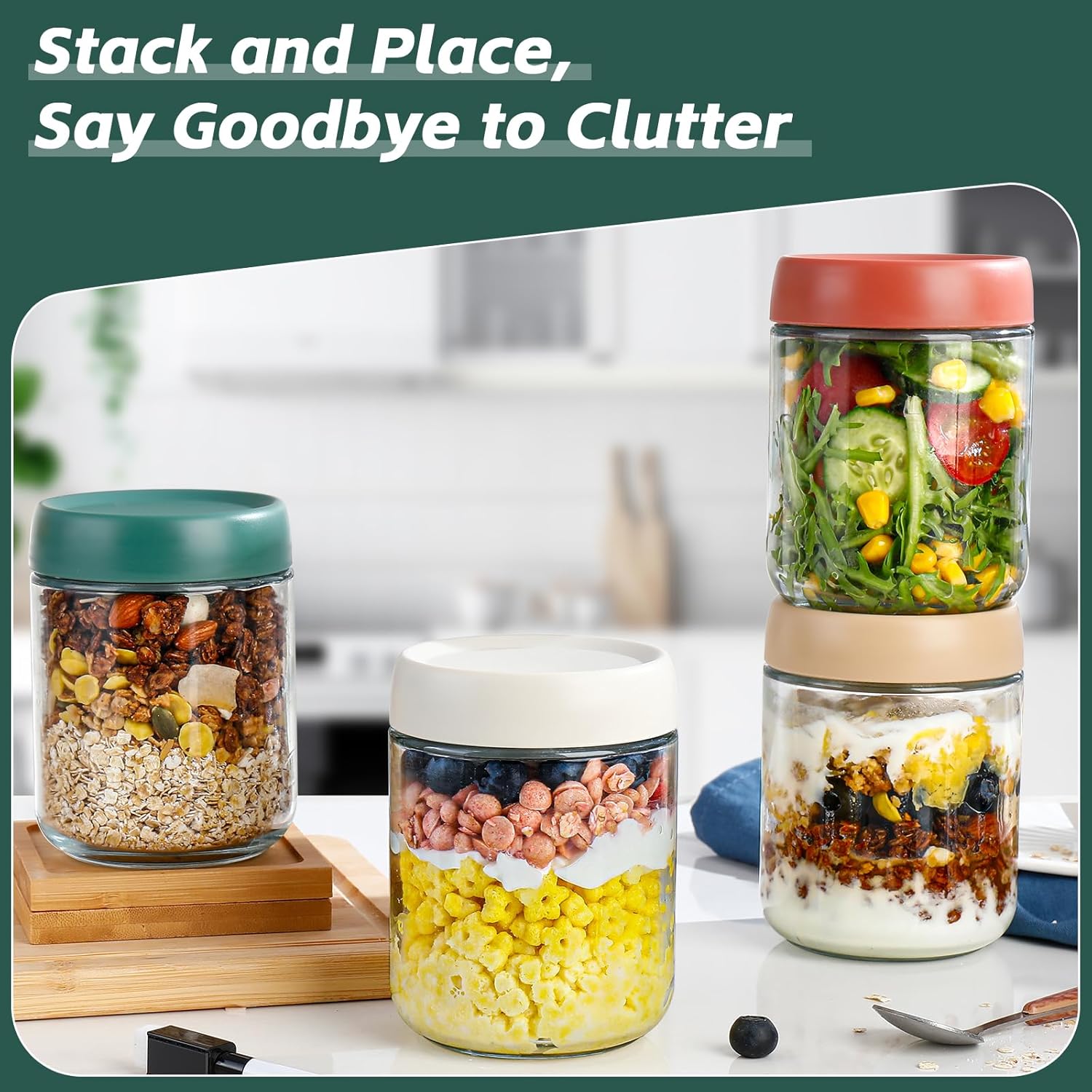 Thumbnail 3 de Overnight Oats Jar 500ml glass set of 4
