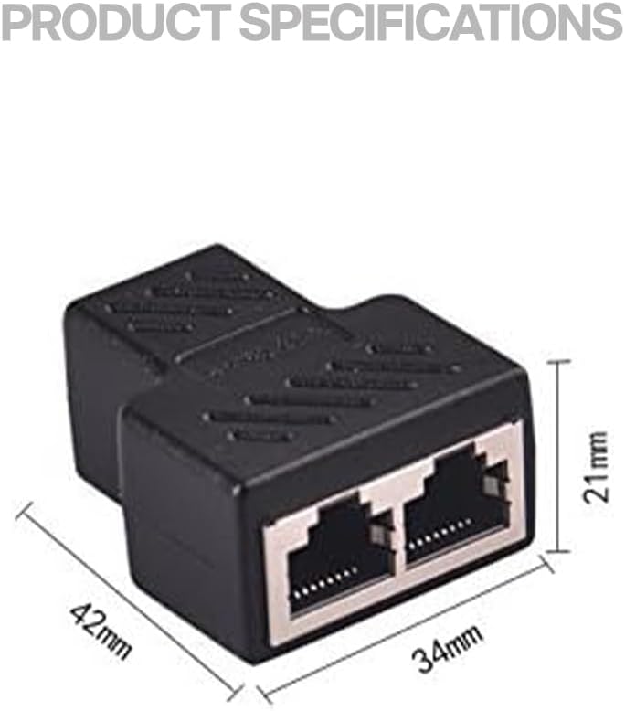 Detalle 2 de MAOZHOU Ethernet Splitter Adapter 1 to 2 RJ45 Y Splitter for CAT 5/6 LAN