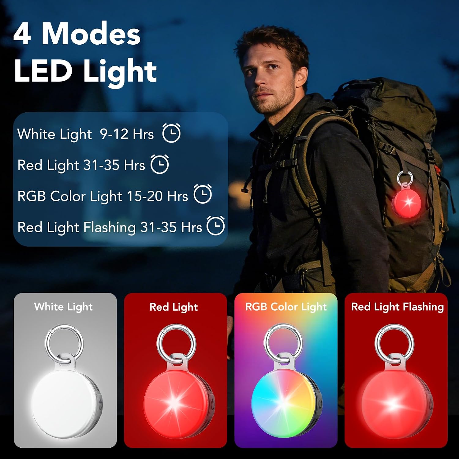 Detalle de Air Traceur Tag Lot de 2 avec 4 Modes Light – Localisateur Find My pour clés et sacs (iOS uniquement)