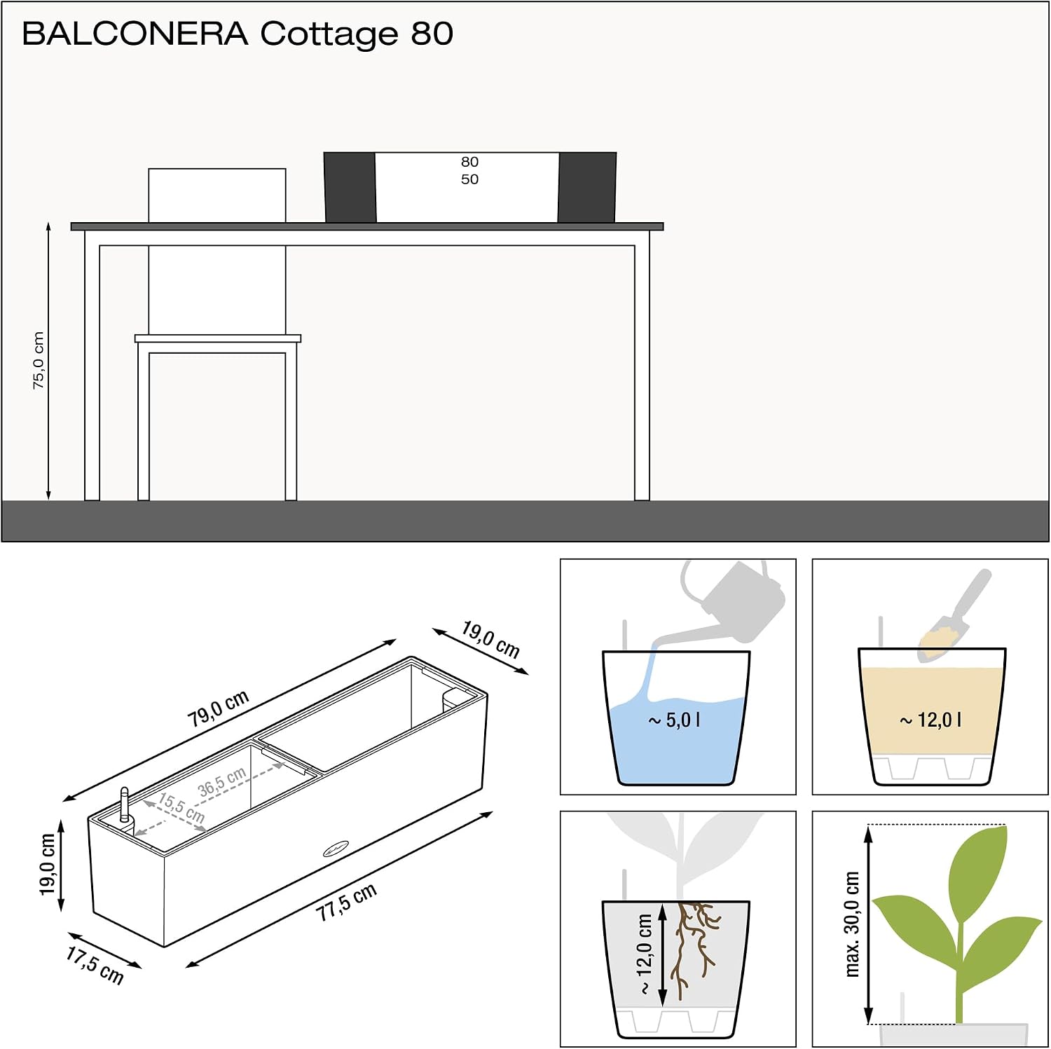 Detalle de Lechuza Cottage 80 balconera 19 x 79 x 19 cm