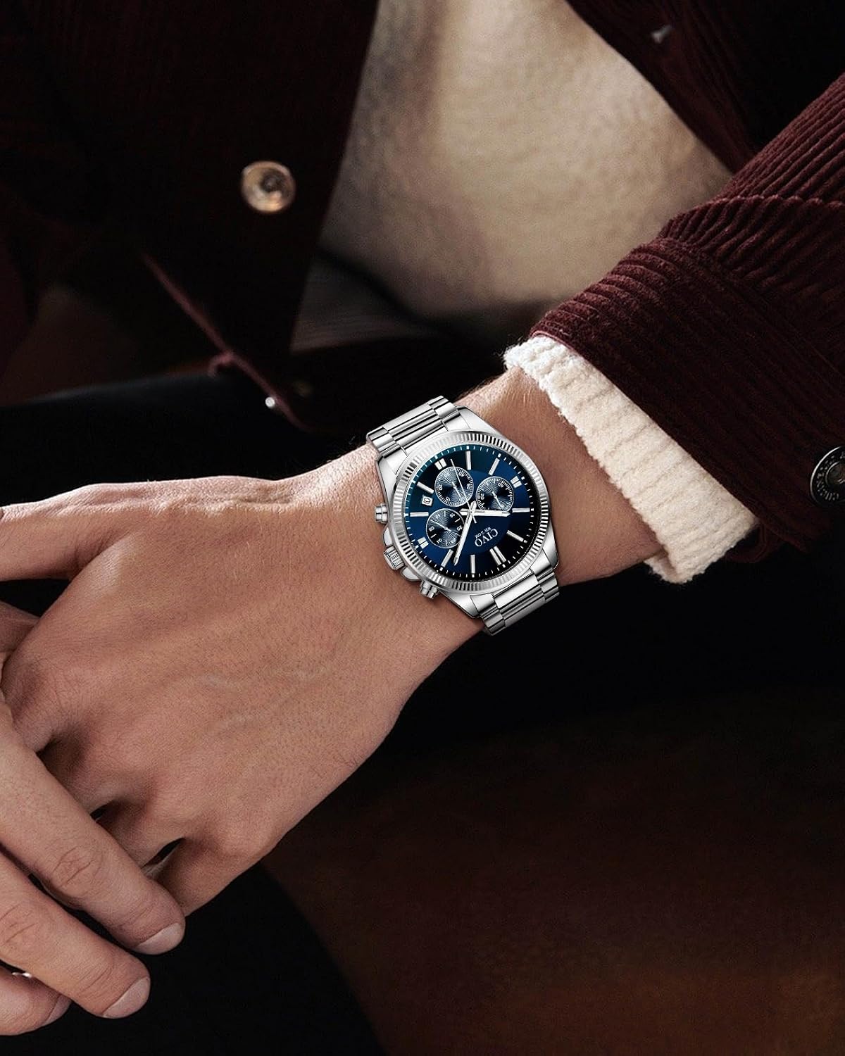 Thumbnail 6 de CIVO Herrenuhr Edelstahl Chronograph mit Datum – Silbern, 41 mm, Quarz, 3 ATM Wasserdicht