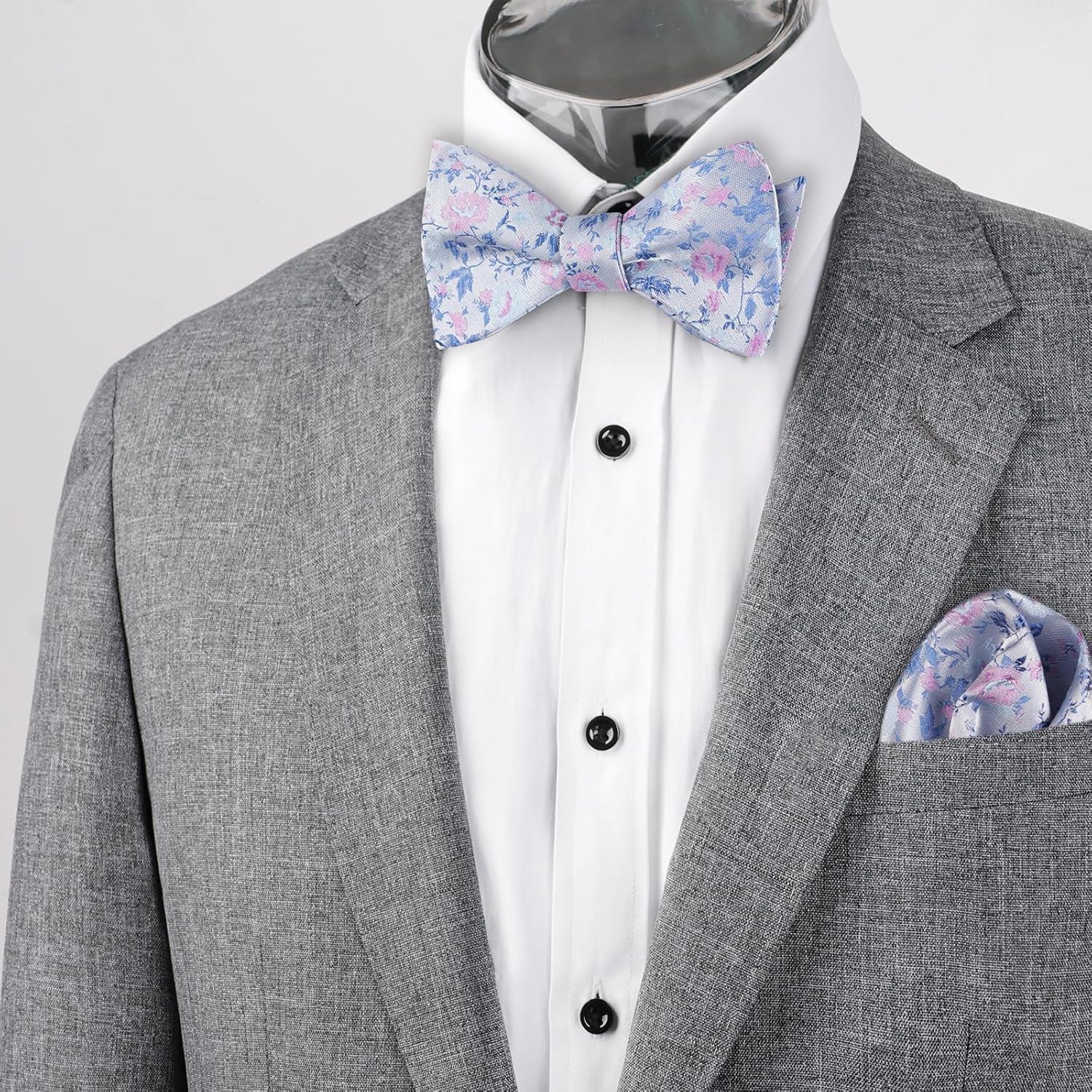 Thumbnail 3 de Alizeal Floral Printed Self-Tied Bow Tie Set with Pocket Square