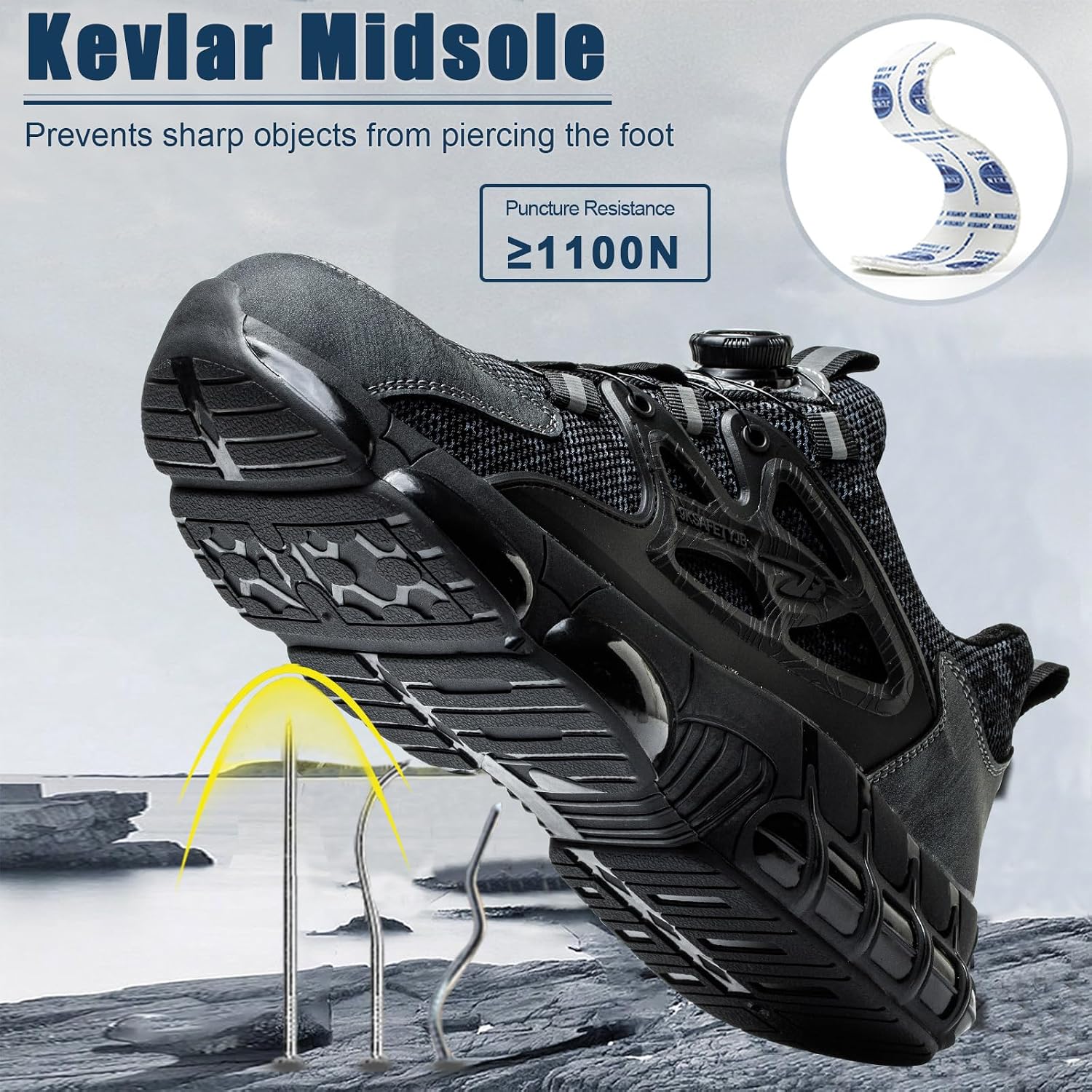 Thumbnail 2 de Steel toe cap safety trainers with Kevlar midsole and swivel buckle laces