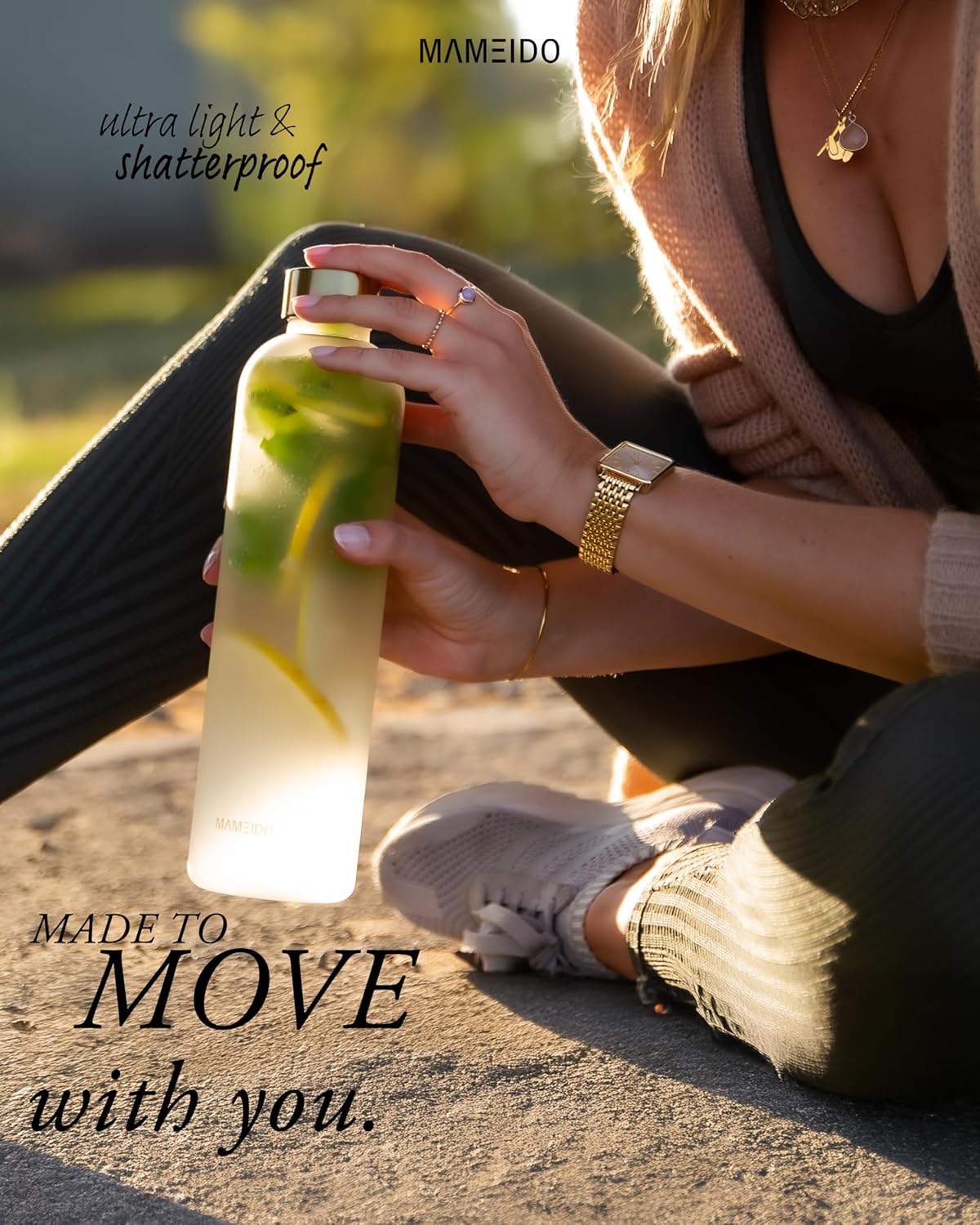 Thumbnail 2 de MAMEIDO Gourde 1,5 l avec marqueur de temps, plastique Tritan sans BPA, étanche (Frosted White)