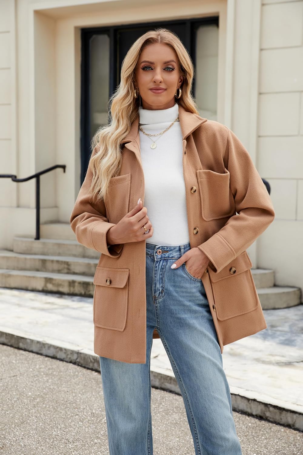 Detalle de Omoone Women's Wool-Blend Coat