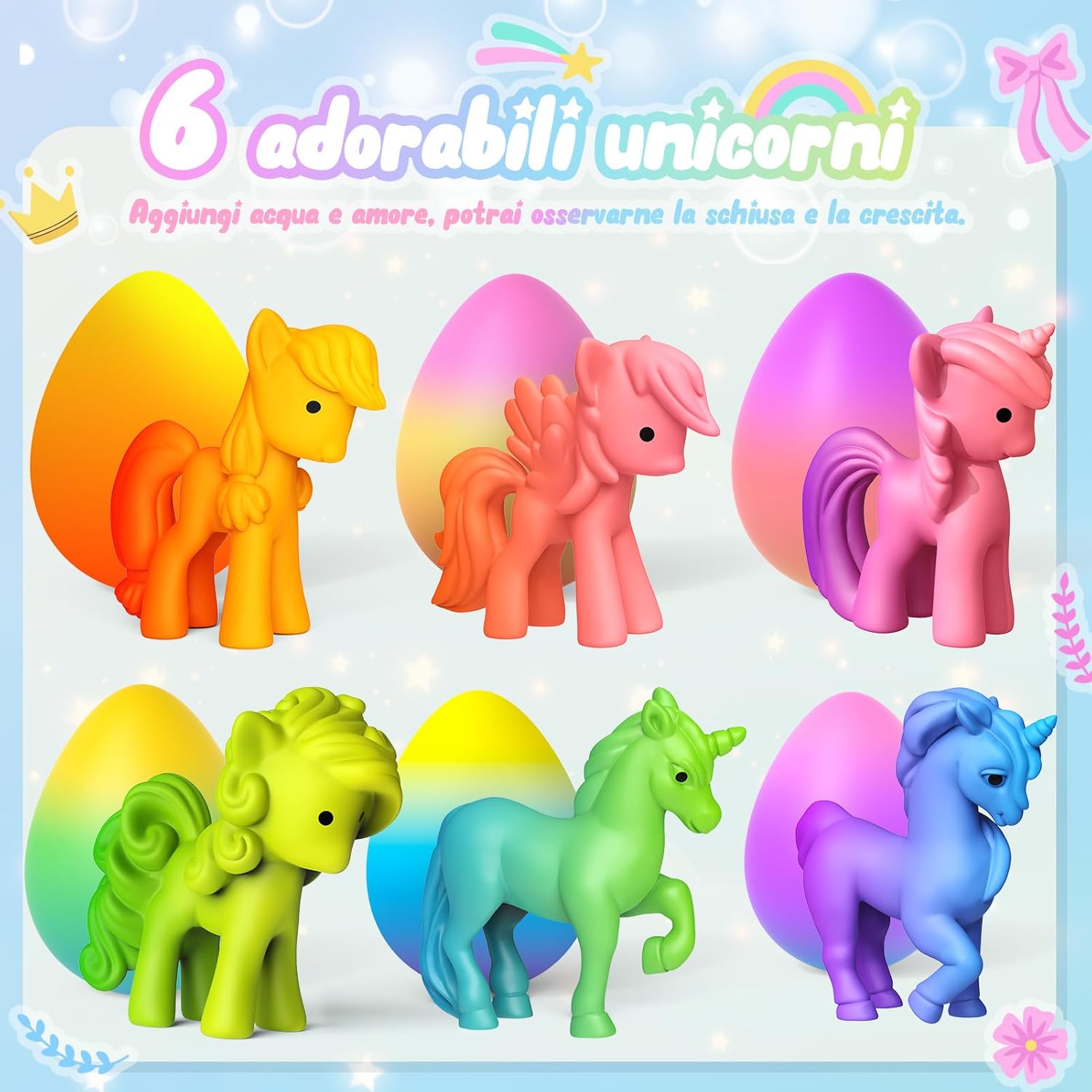 Thumbnail 2 de iKidiki Unicorno Giochi Bambina 4+ Anni: 6 Uova Arcobaleno con Unicorni da Scoprire