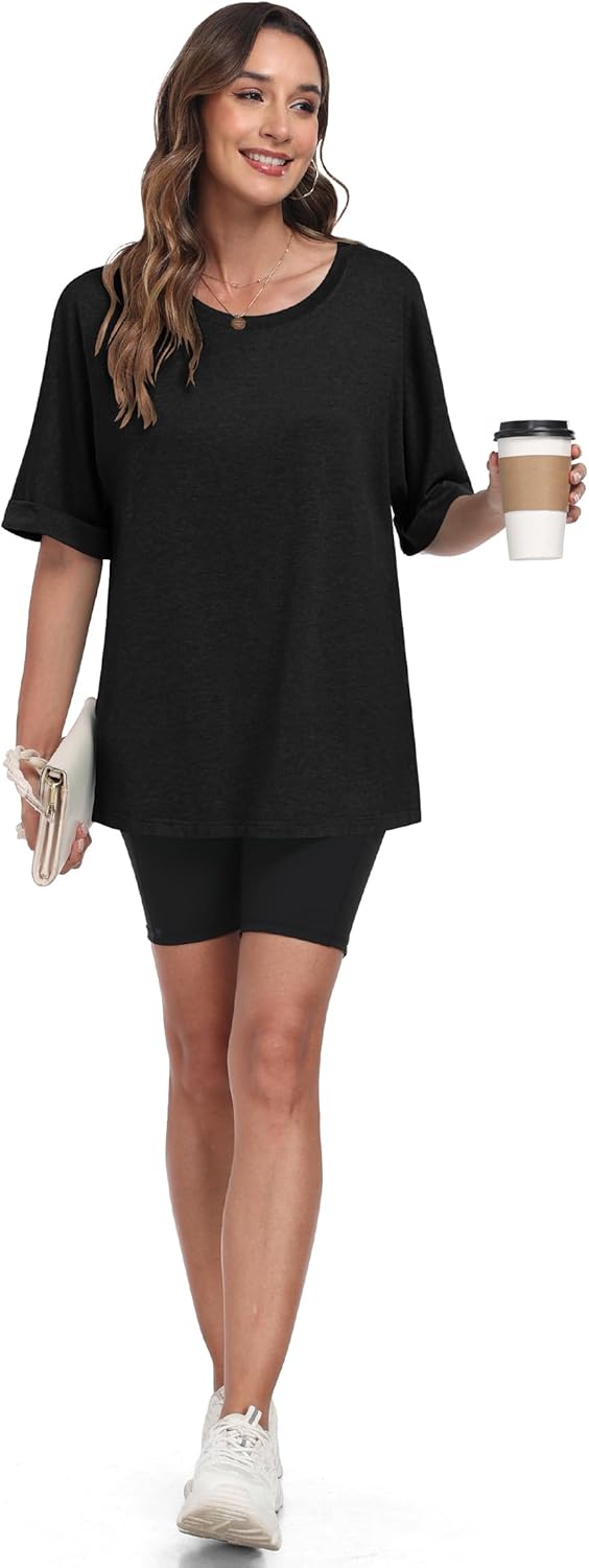 Thumbnail 3 de WNEEDU Oversize Shirt Damen Rundhals Kurzarm