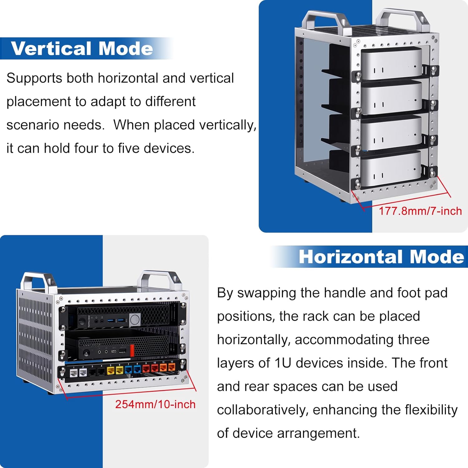 Thumbnail 3 de GeeekPi DeskPi RackMate TT Mini Server Cabinet (Silver) with 2x 0.5U rack shelves