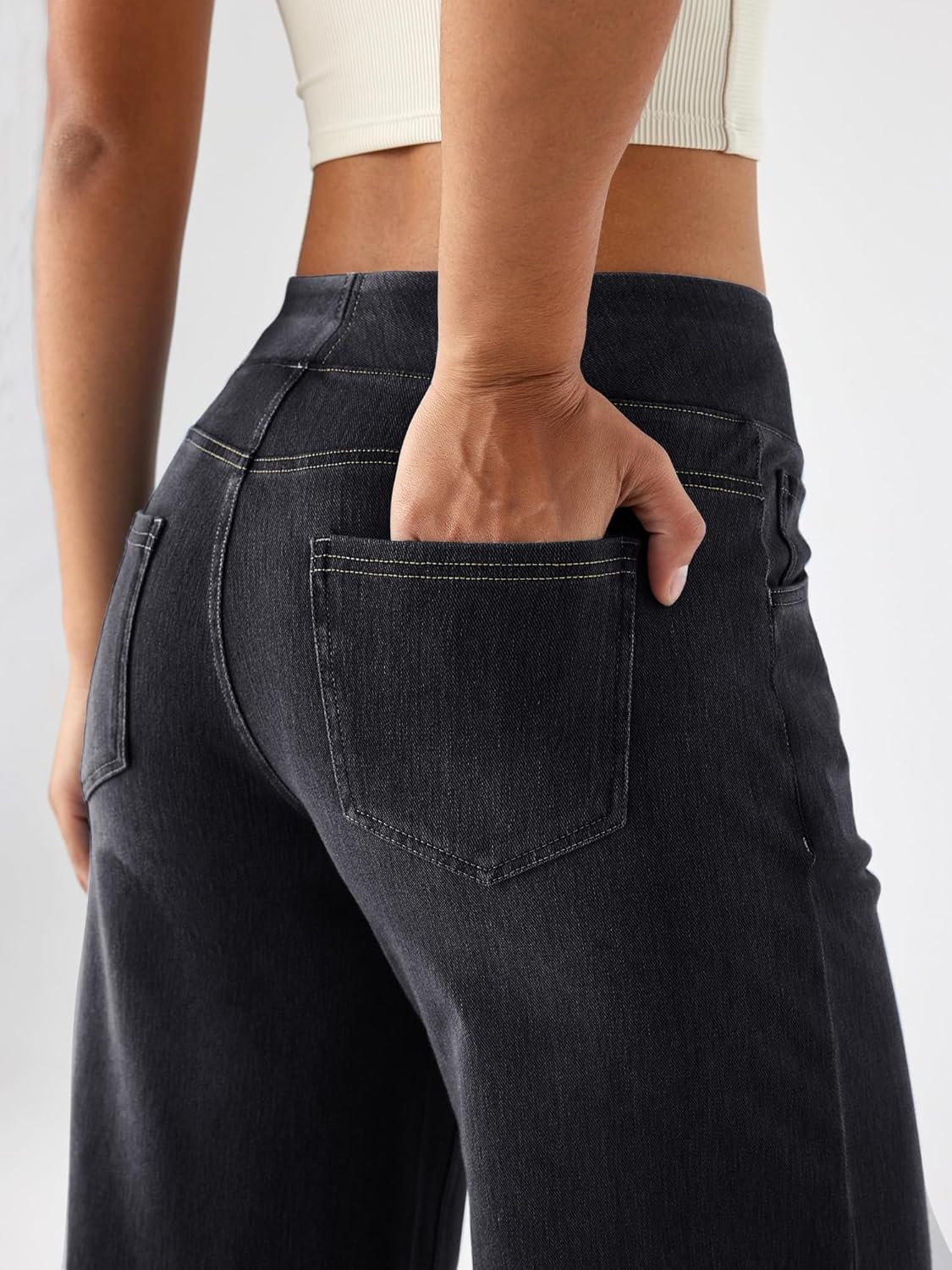 Thumbnail 4 de LaiEr Large Denim Wide Leg Pants for Women — High Waisted, Elastic, with Pockets