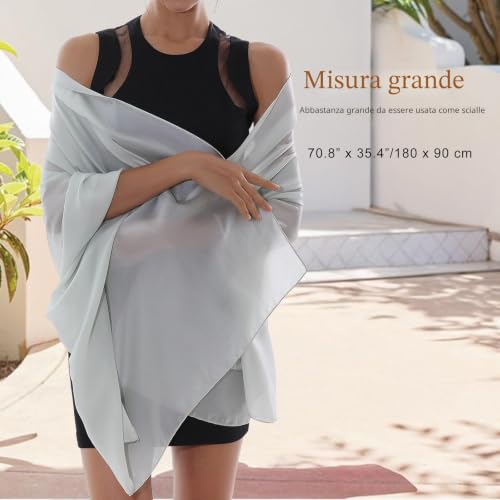 Detalle de RIIQIICHY Foulard Verde: Scialle in Seta Sintetica Leggera da Donna per Cerimonie e Sposa