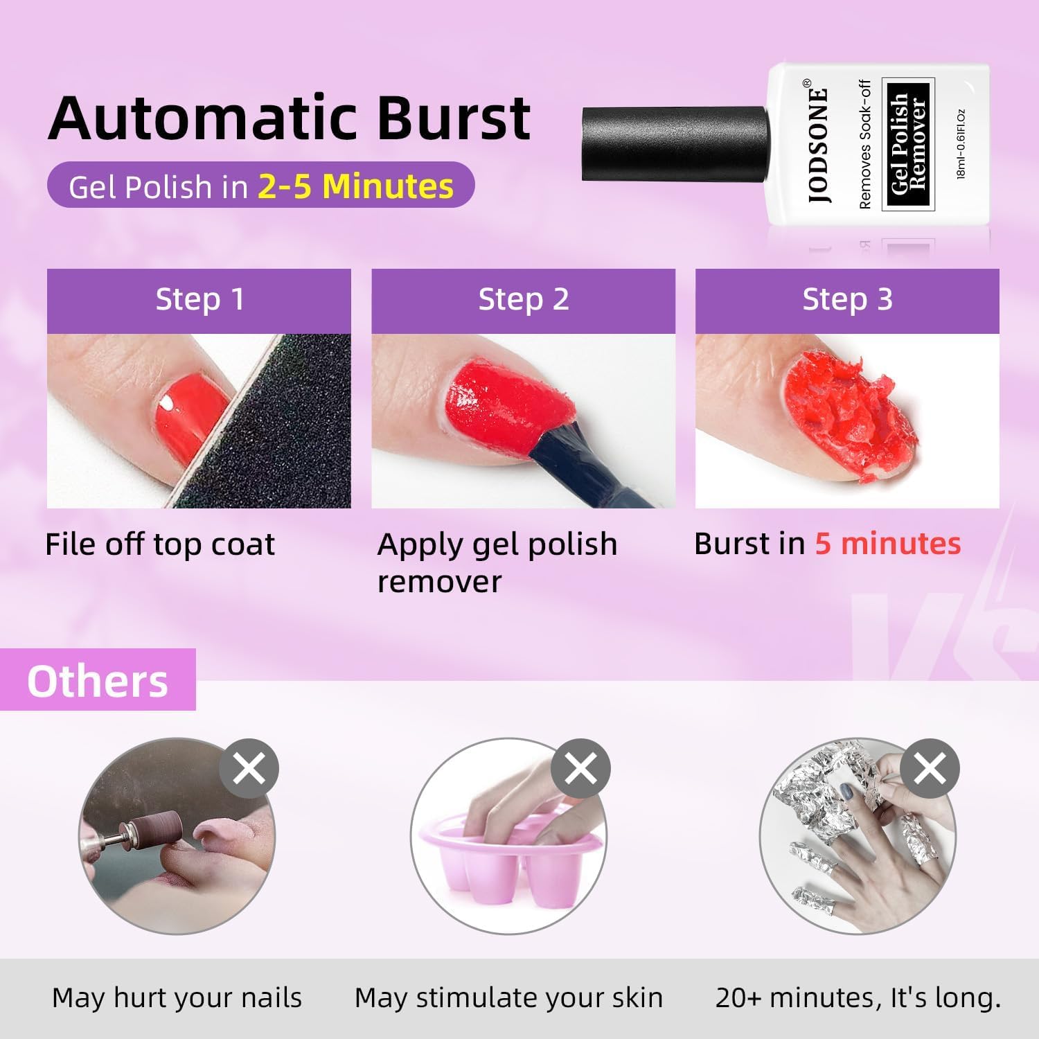 Thumbnail 4 de JODSONE Dissolvant vernis semi‑permanent pour gel, 18 ml — s’élimine sans trempage