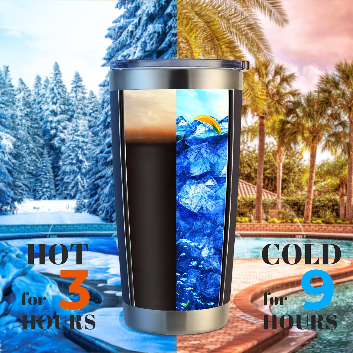 Thumbnail 2 de DOMICARE 20oz Stainless Steel Tumbler with Lid – Navy (12 Pack)