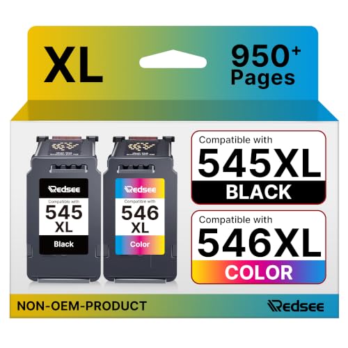 Detalle de 545 XL 546 XL Cartucce d'inchiostro Compatibili per Canon PIXMA – Nero XL + Colore XL, 2-Pack di Redsee