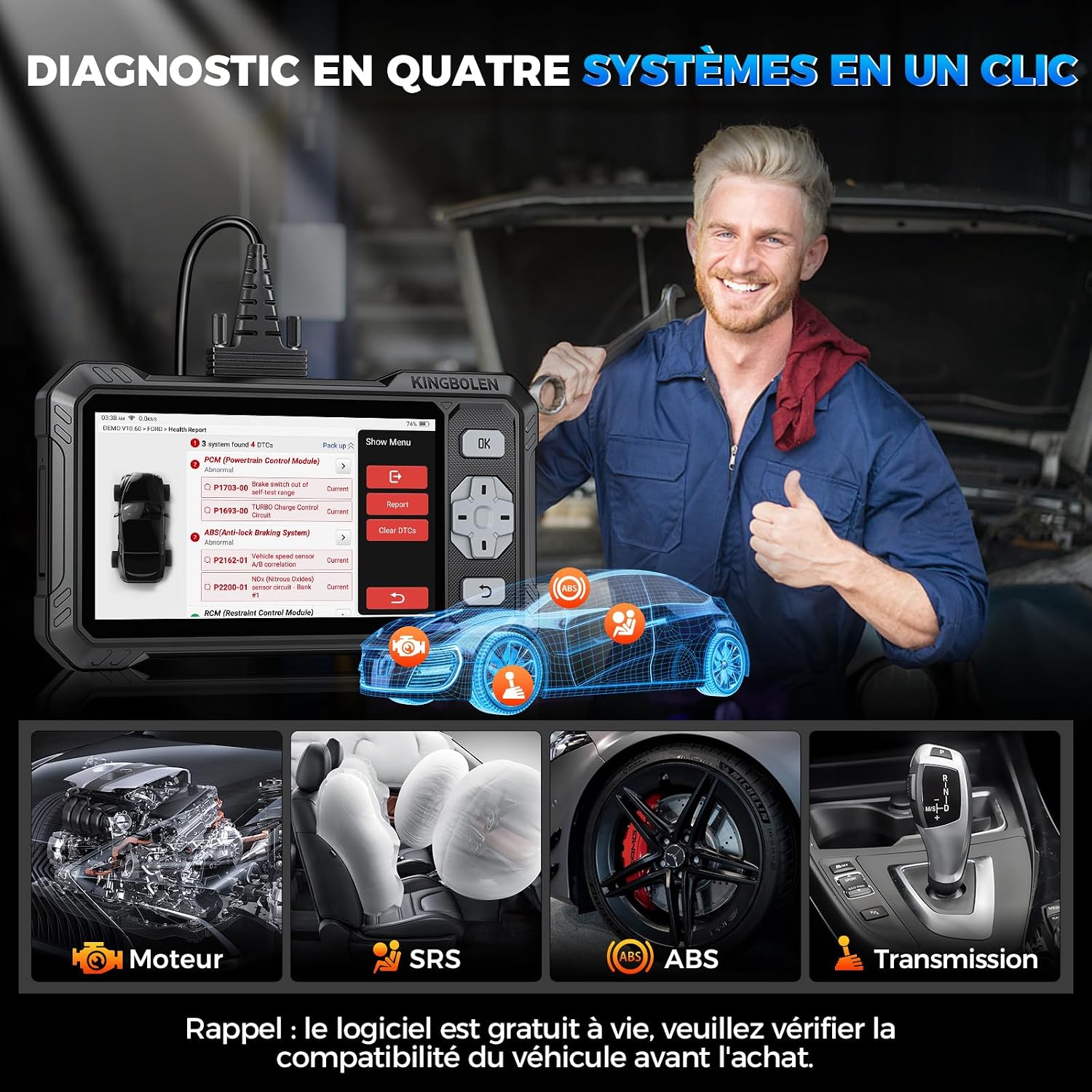 Detalle 2 de KINGBOLEN S608 Valise diagnostic OBD2 6,2"