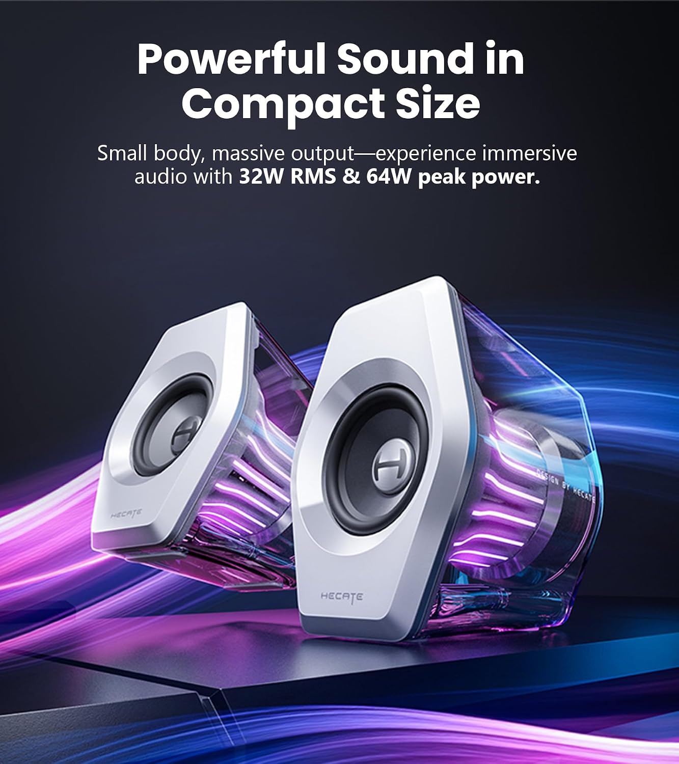 Detalle de Edifier G2000 Pro Bluetooth Computer-Lautsprecher mit 7.1 Virtual Surround, RGB und USB/AUX (Weiß)