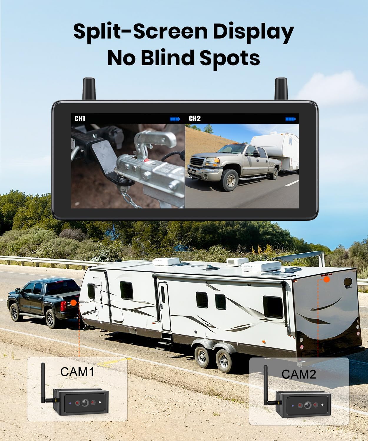 Thumbnail 5 de AUTO VOX Wireless Backup Camera Magnetic: Portable, No-Wiring 1-Min Install with 7.2" Dual Cam Split-Screen 1080P Monitor