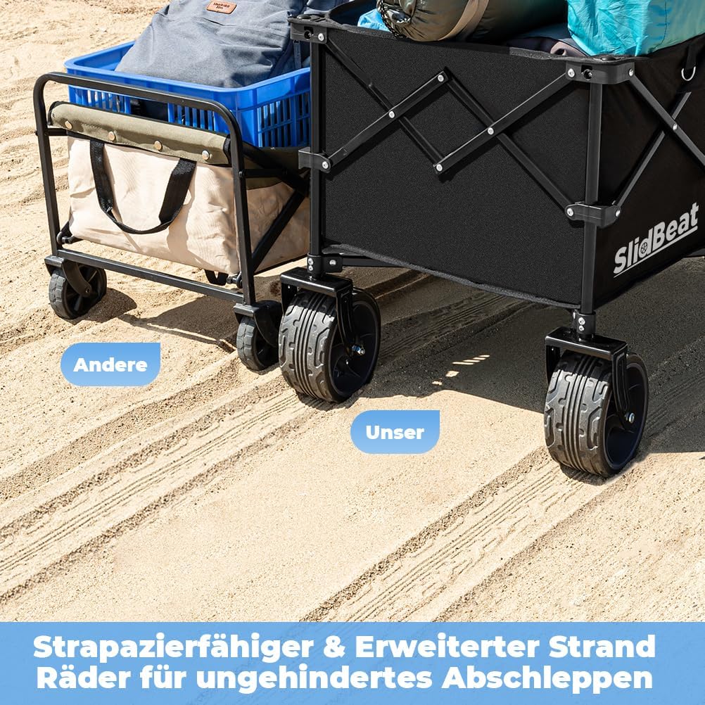 Thumbnail 3 de SLIDBEAT XXL Bollerwagen Faltbar 220L/200kg – All Terrain Klappwagen mit Bremsen und verstellbarem Griff