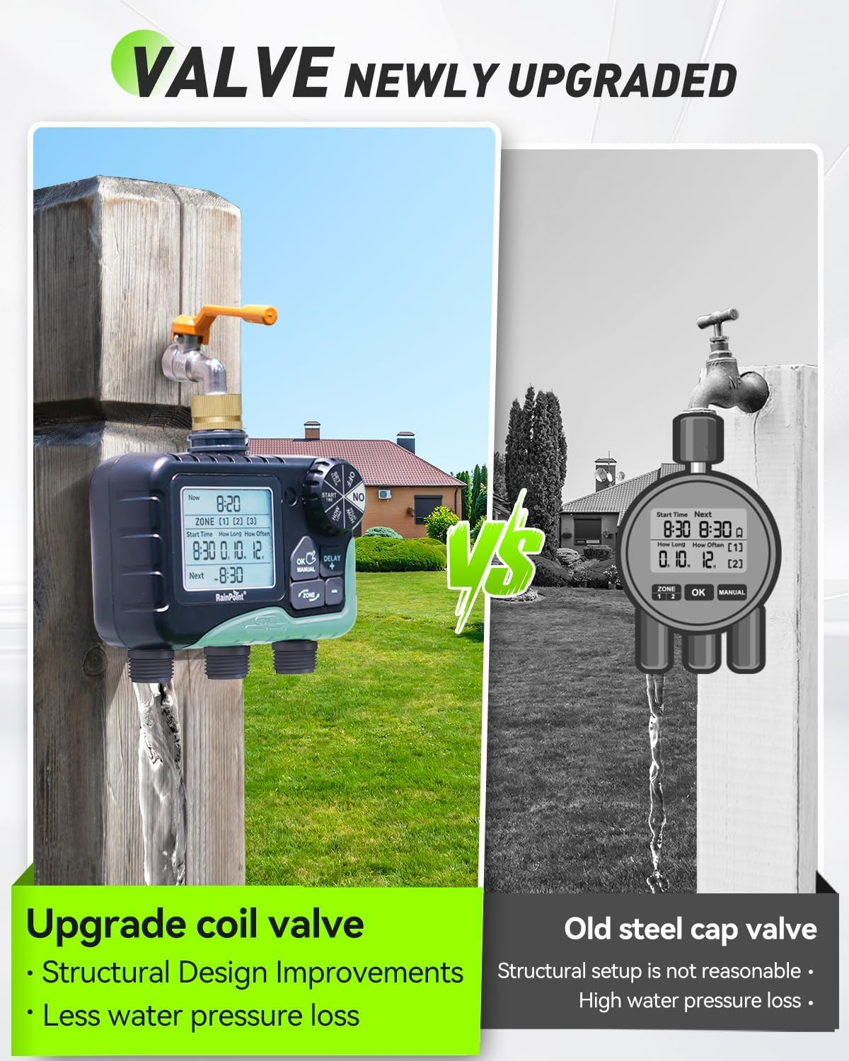 Thumbnail 6 de RAINPOINT Centralina Irrigazione a 3 uscite con display LCD e timer automatico (manuale/ritardo pioggia)