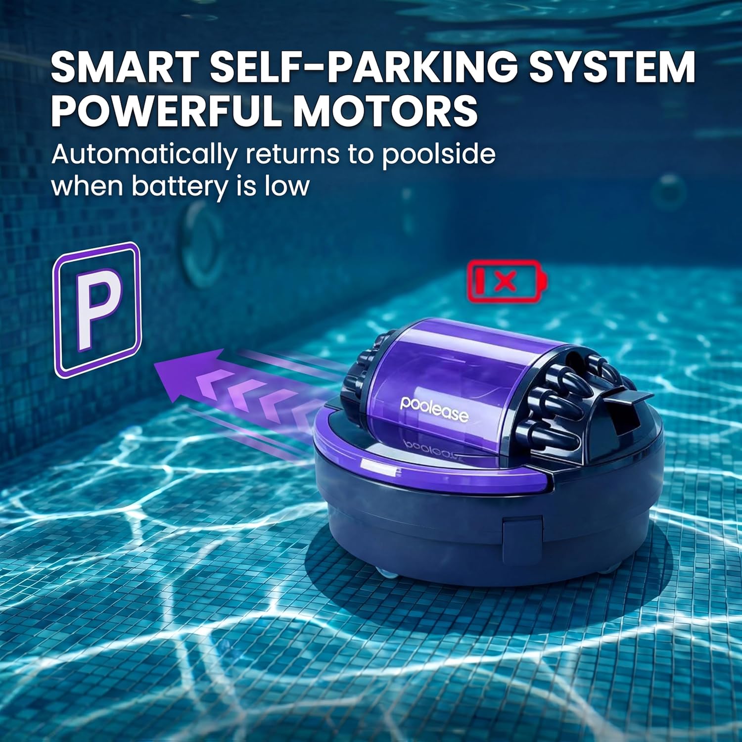Detalle de Poolease Cordless Pool Vacuum Robot with Dual Motors