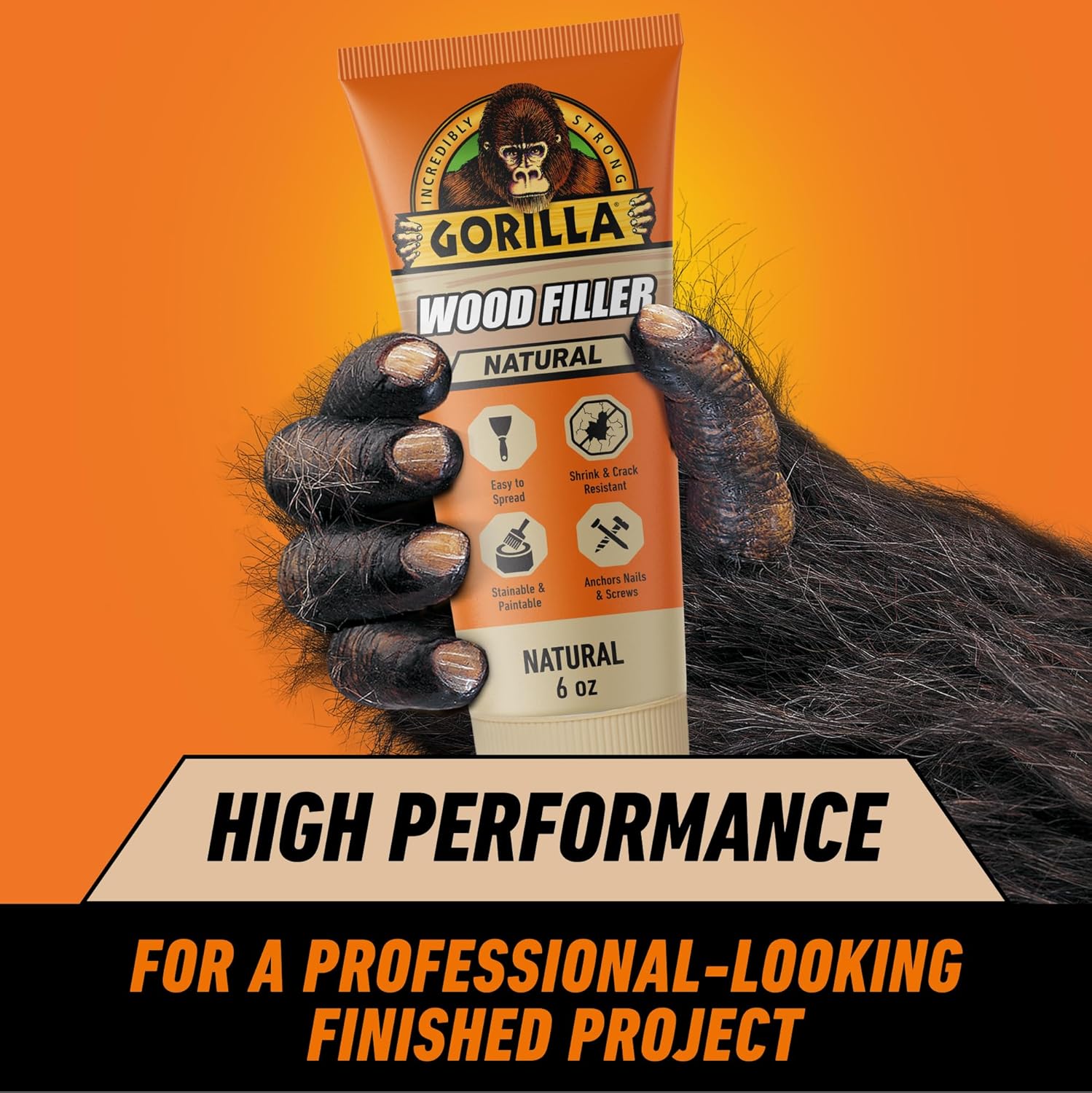 Detalle de Gorilla 108033 High Performance Wood Filler, 170g Stainable and Paintable