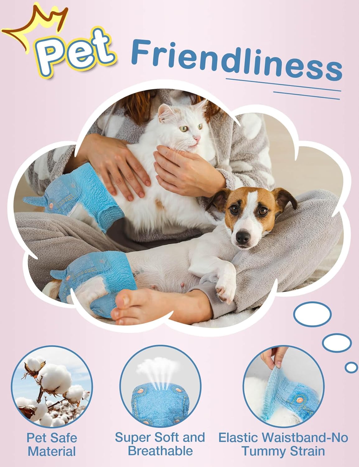 Thumbnail 4 de DONO Couches pour chienne femelle taille M (30 à 50 cm) – 40 unités, pull-up à élastique 360°