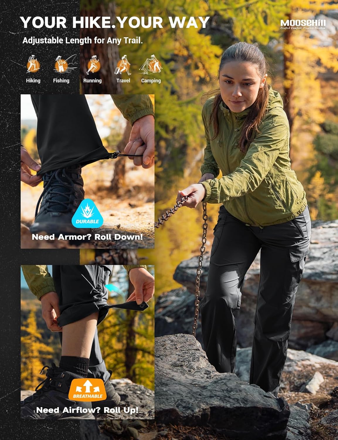 Thumbnail 4 de Moosehill Women’s Hiking Pants Cargo with Quick-Dry Stretch & 5 Deep Pockets