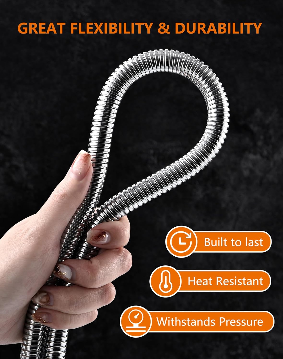 Thumbnail 4 de GRIFEMA 3m Shower Hose G851-30: Anti-Kink, Leakproof, Stainless Steel with Brass Connectors
