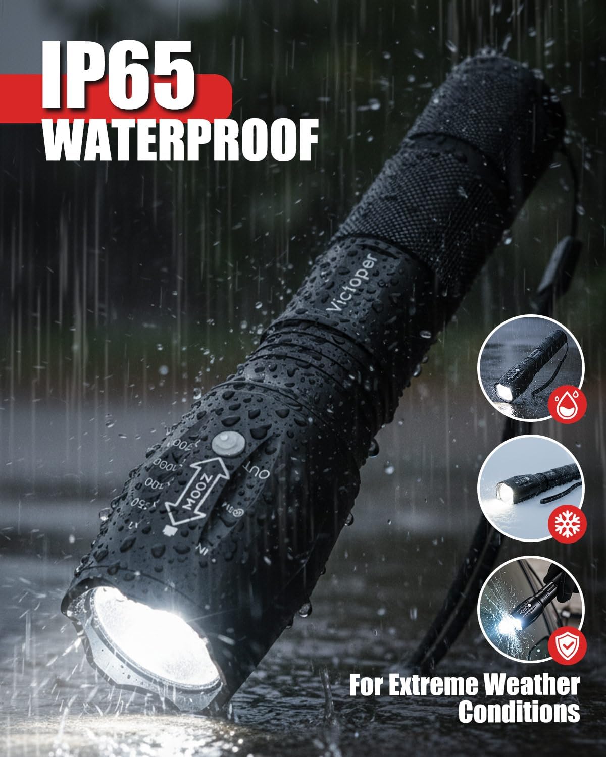 Detalle de Victoper LED Flashlight 2 Pack: Bright, Tactical, and Versatile for Outdoors