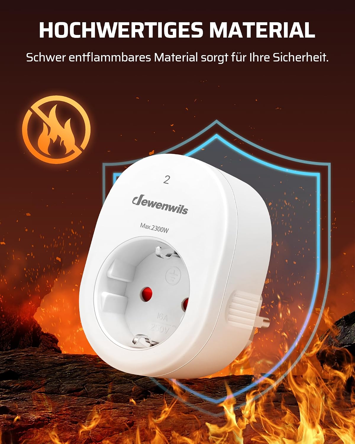 Detalle de DEWENWILS STOP-MV-55496 draadloze stopcontacten, set van 4, 30 m
