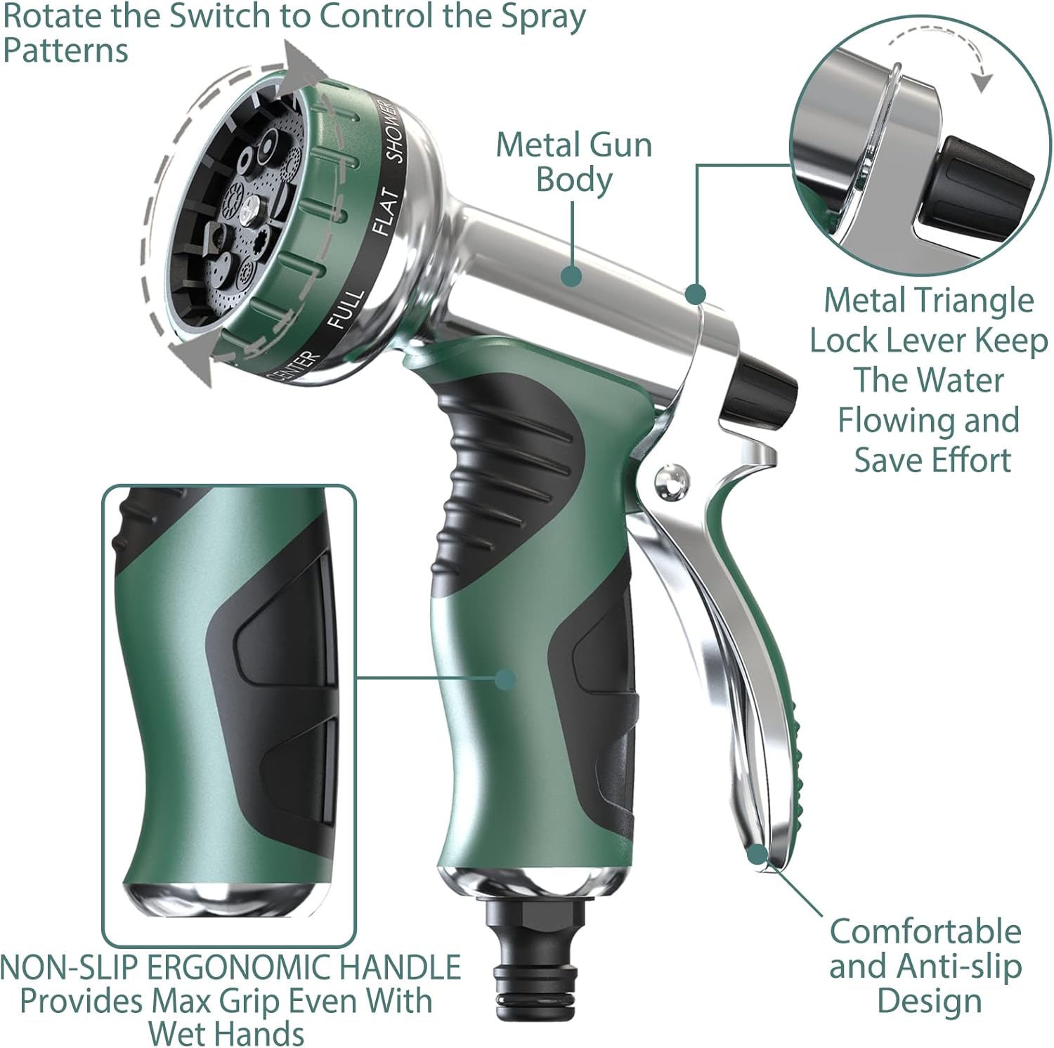 Thumbnail 1 de Metal Garden Hose Nozzle 9-pattern spray gun