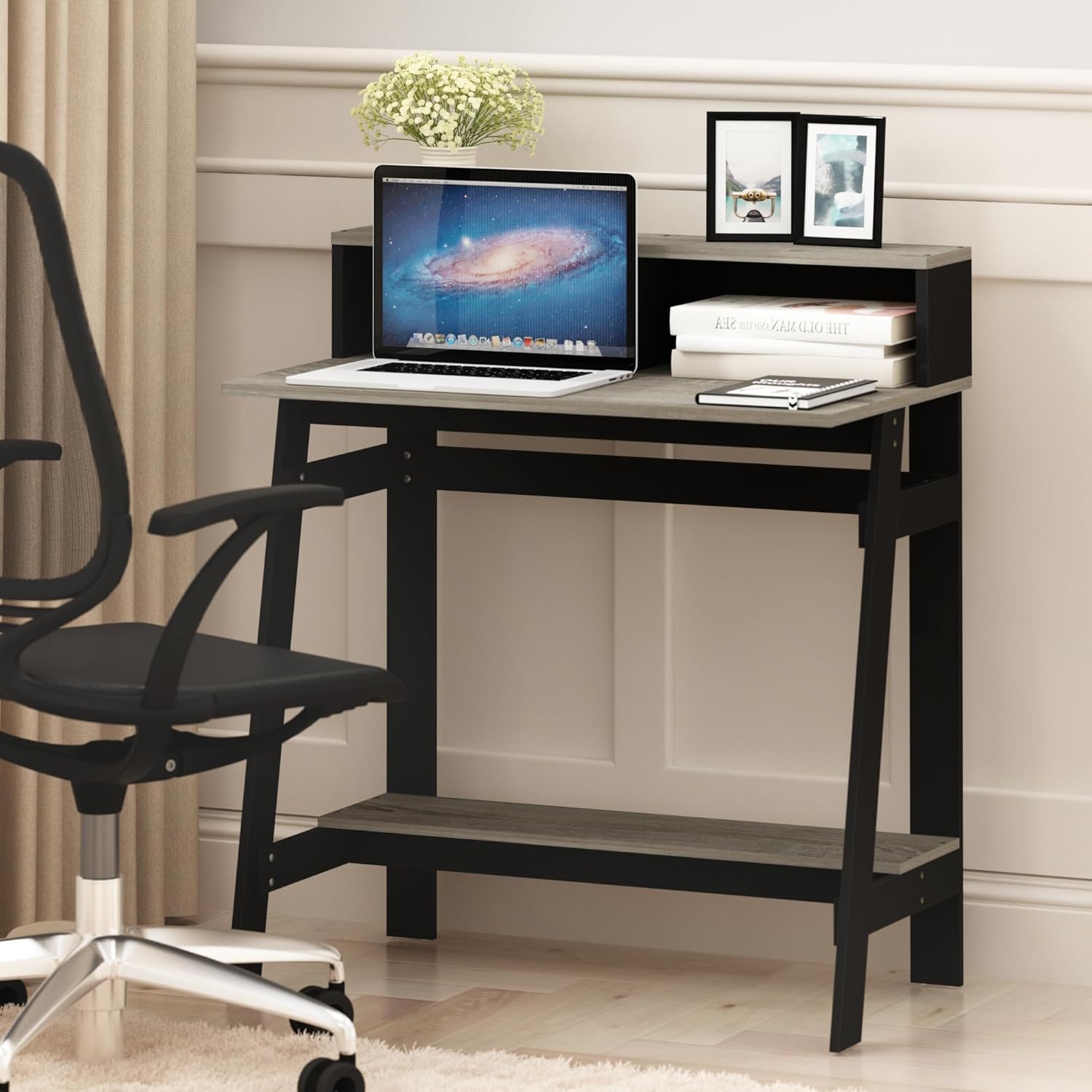 Detalle de Furinno Simplistic A-Frame computer desk in Black & French Oak