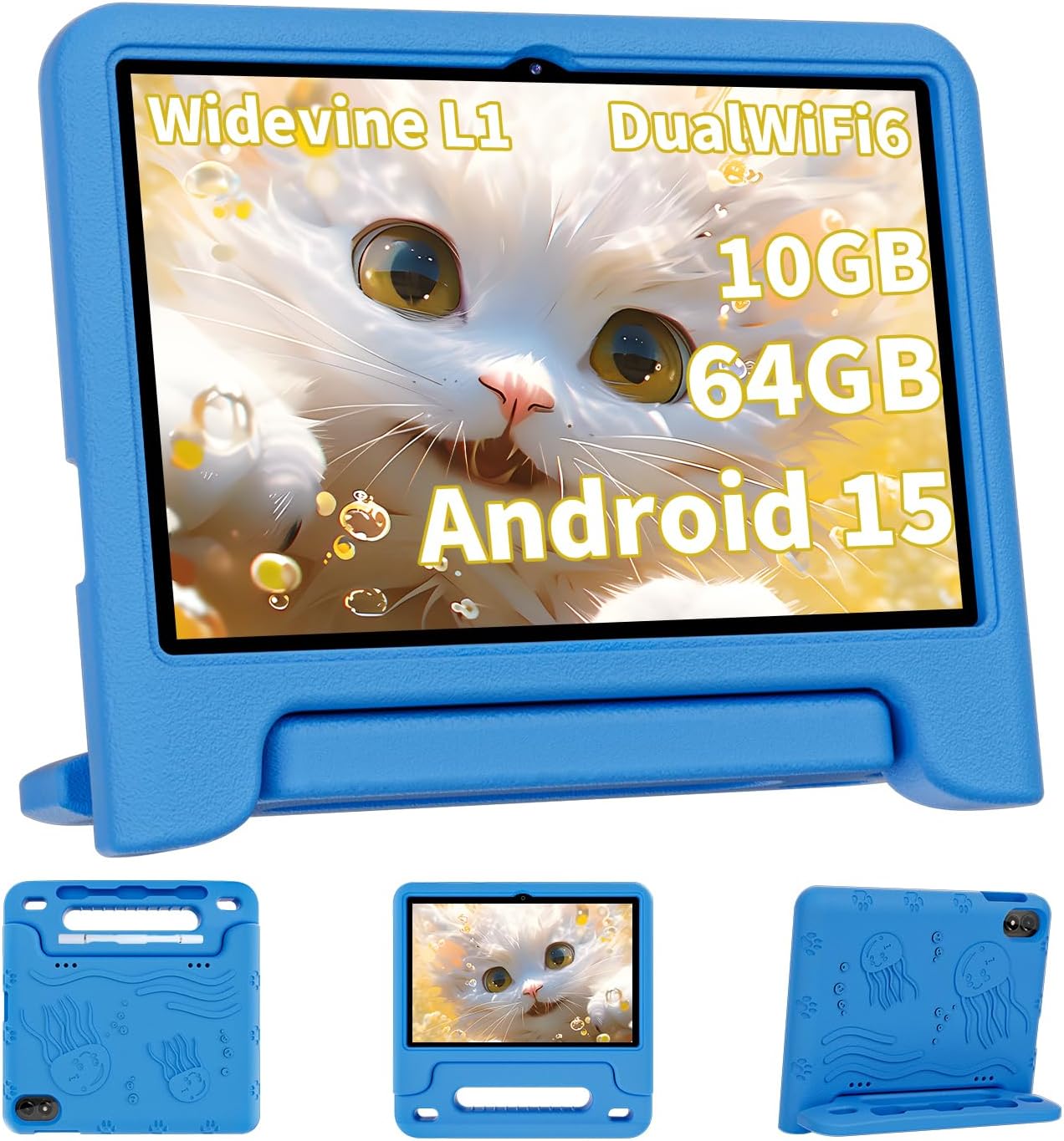 Detalle de COLORROOM 2026 Upgraded Android 15 Kids Tablet (10.1", 10GB RAM, 64GB + up to 1TB) in Blue