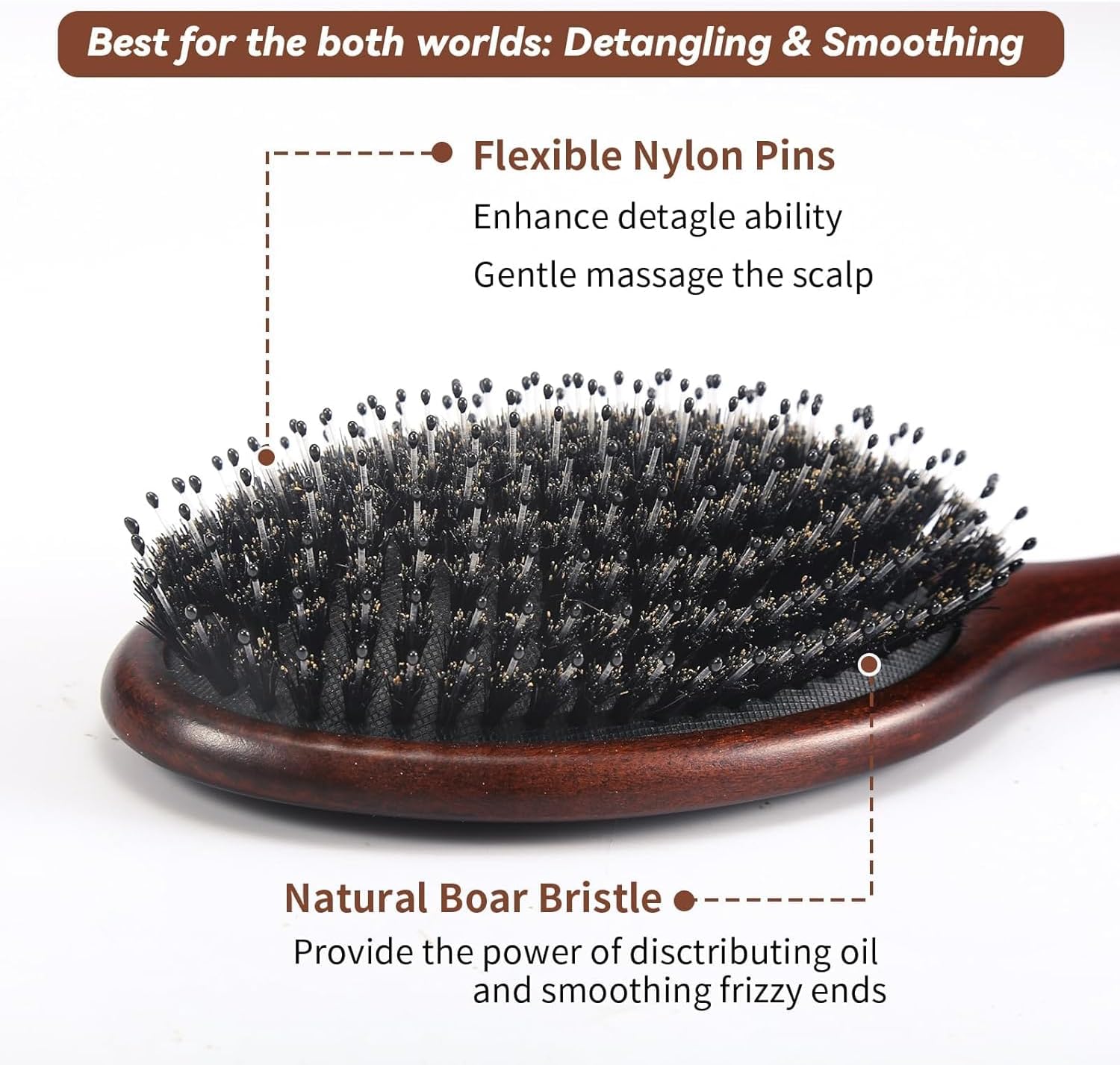 Detalle de RAVEGO brosse cheveux en poils de sanglier