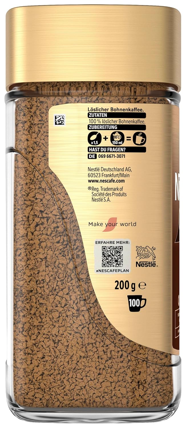 Detalle de NESCAFÉ GOLD Original: Löslicher Bohnenkaffee, 200 g – kräftiger Geschmack, vollmundiges Aroma