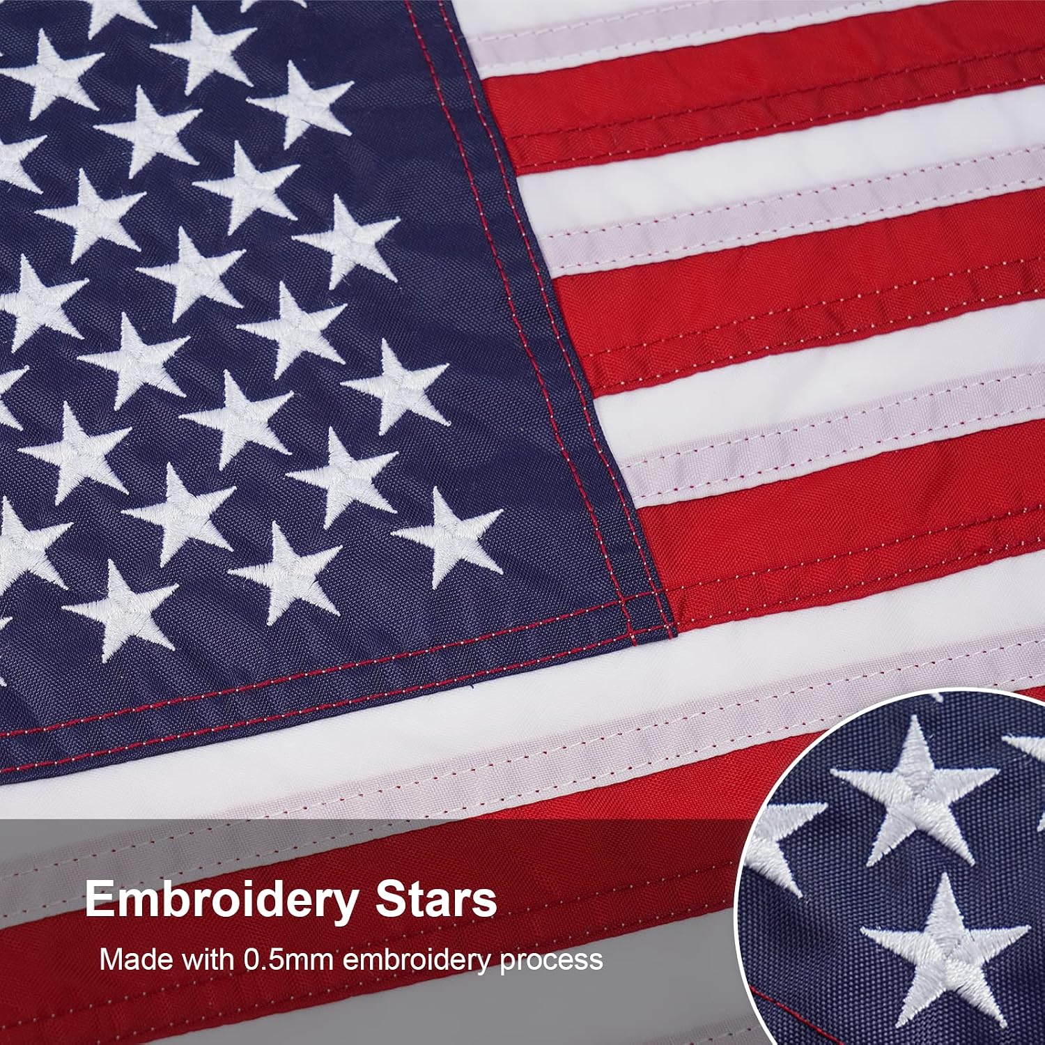 Detalle de SYII SY-USABF American Boat Flag, 16 x 24 Inch Polyester with Embroidered Stars