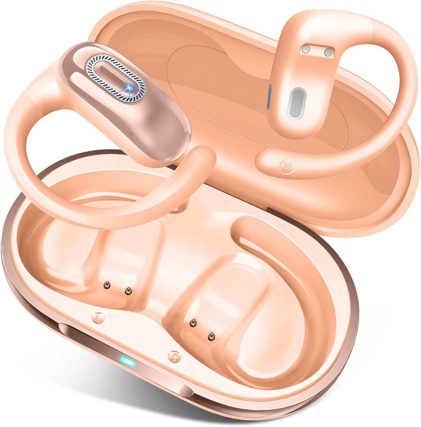 Qecnato Open Ear Headphones: Wireless Open-Ear Earbuds with Hooks for Running