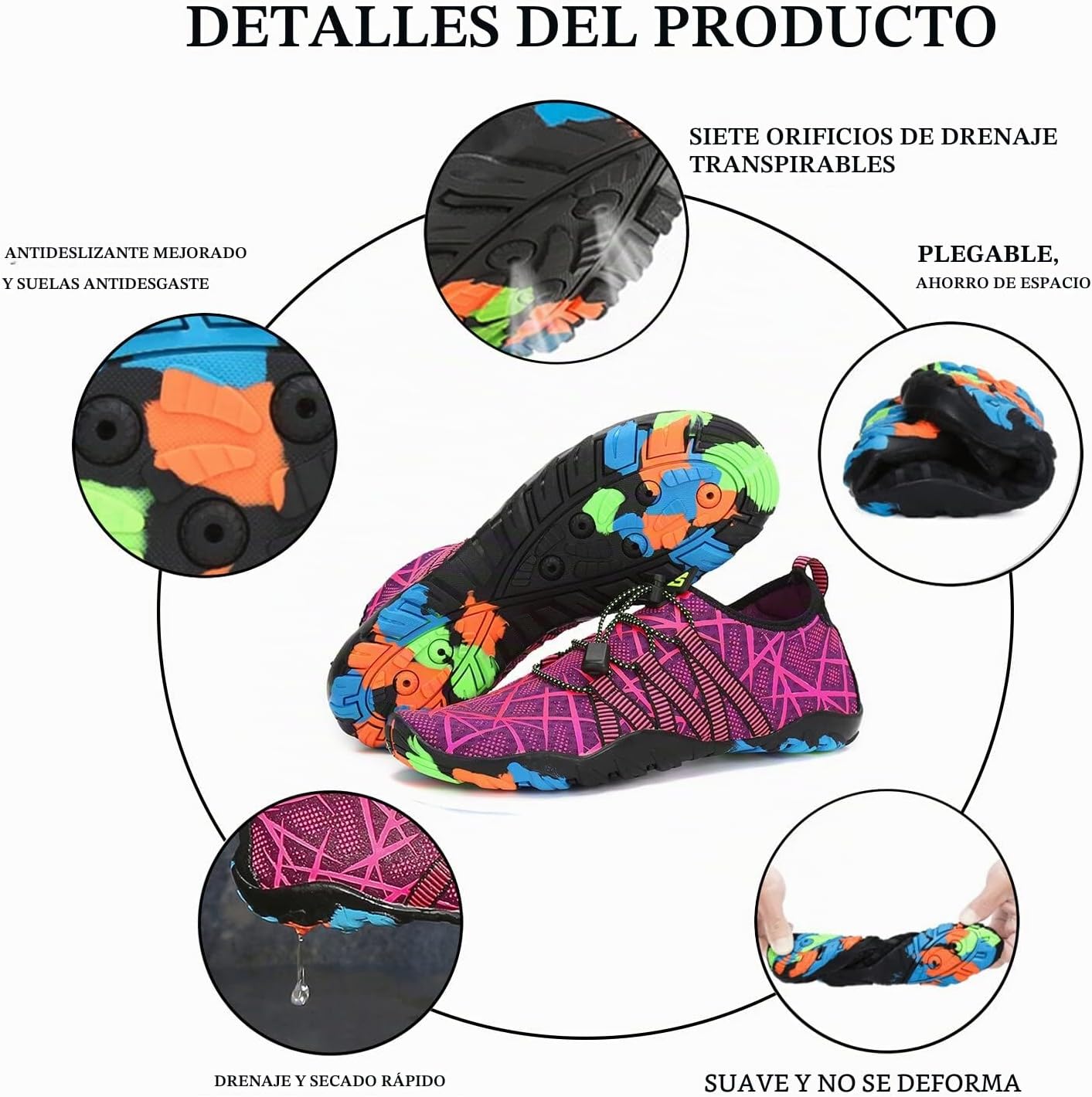 Thumbnail 4 de SAGUARO Escarpines de agua para hombre y mujer – Zapatillas de Playa y Natación, secado rápido, antideslizantes, color morado, EU 39