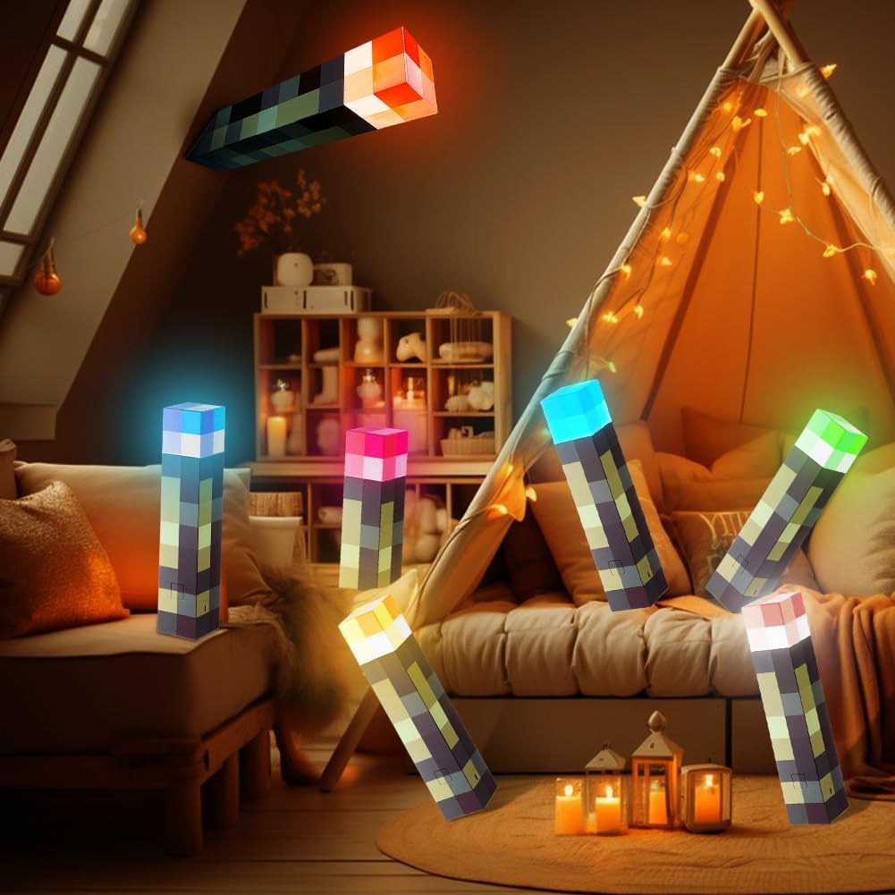 Detalle de Lampada da Parete Torcia Miner Game 28 cm: LED colorata, ricaricabile e telecomandata