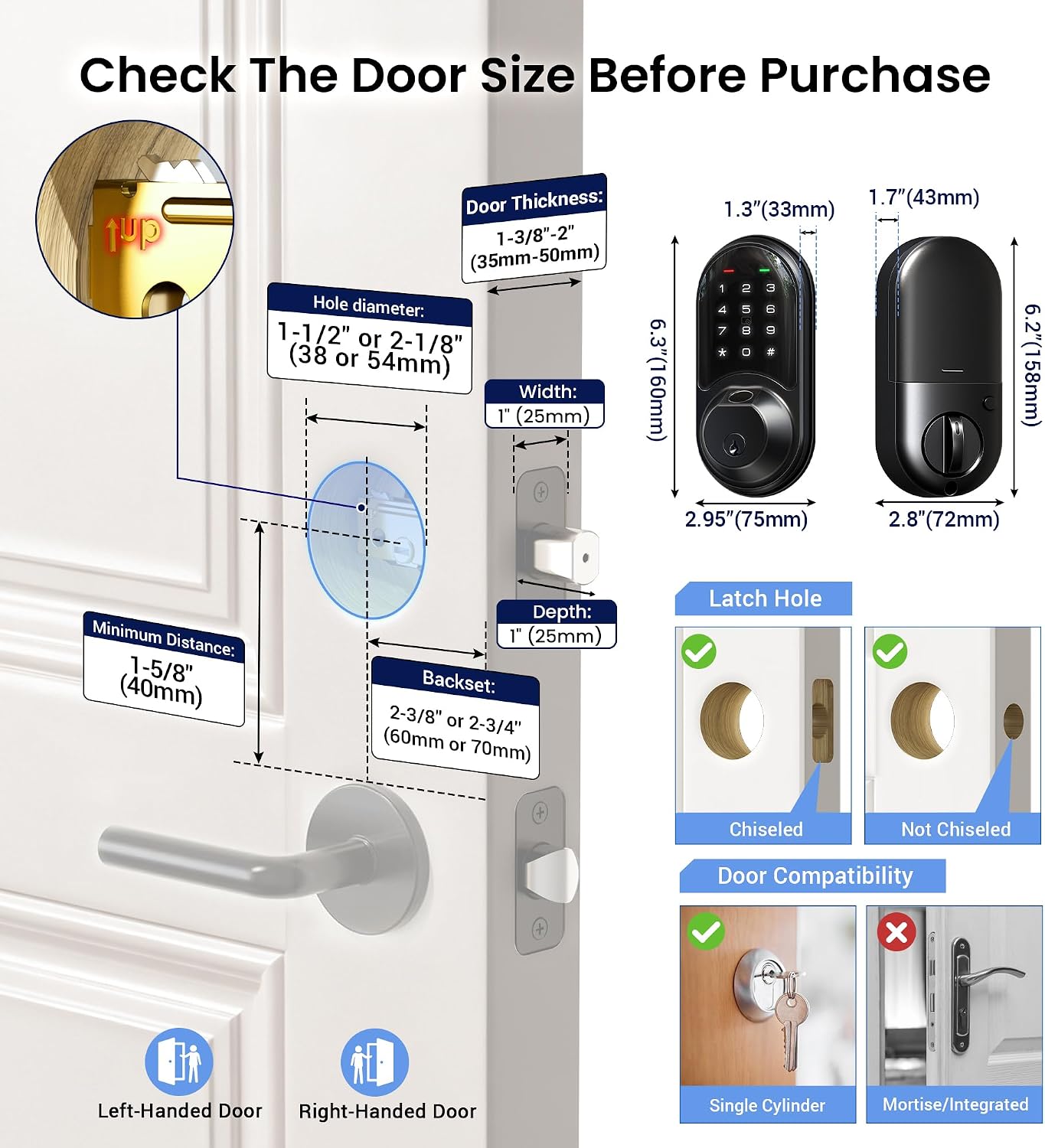 Thumbnail 6 de Veise fingerprint smart deadbolt RZ07