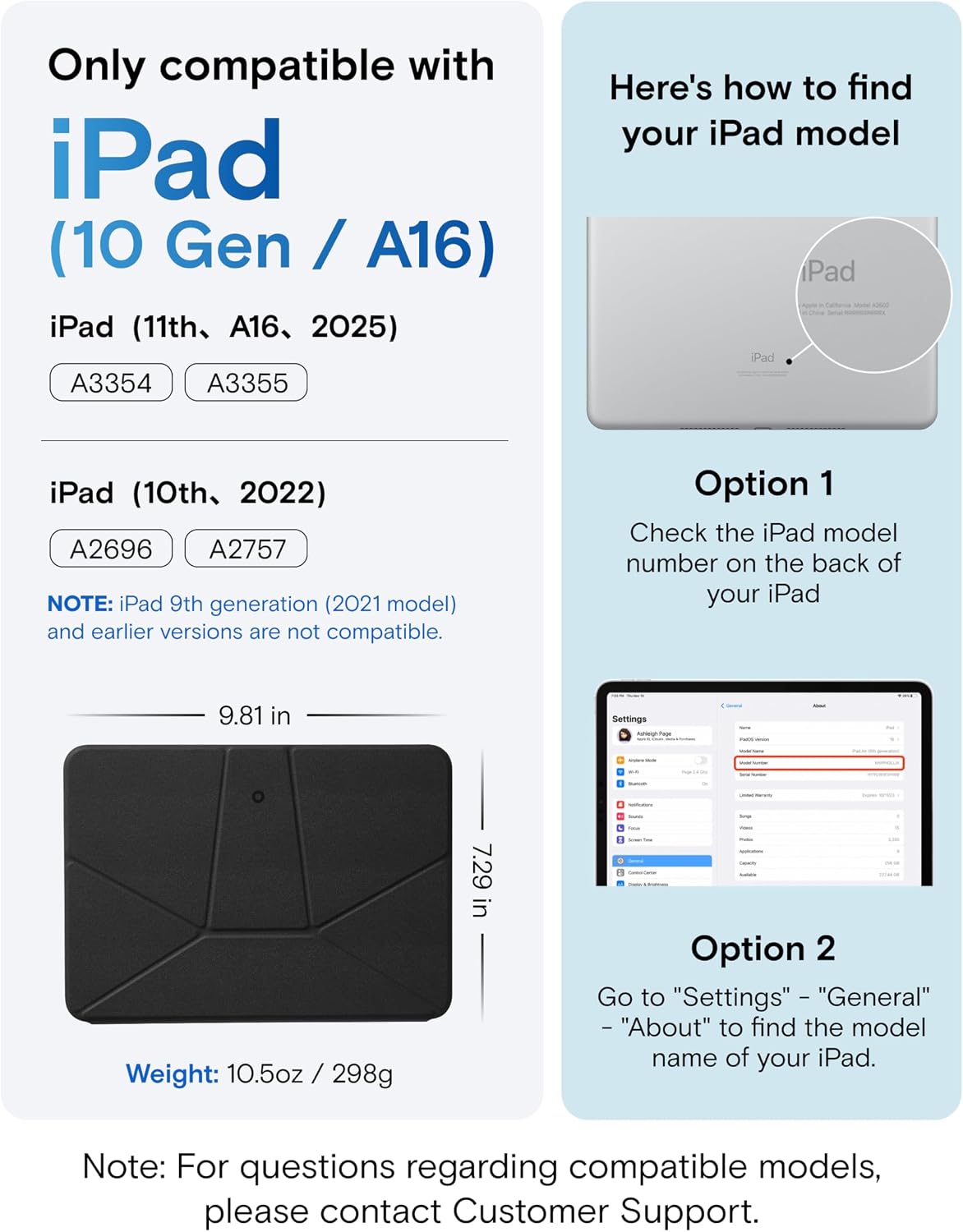 Thumbnail 1 de MOFT Dynamic Folio Case for iPad A16 11th Gen / iPad 10th Gen A14 2022 – Slim Magnetic Stand, Jet Black