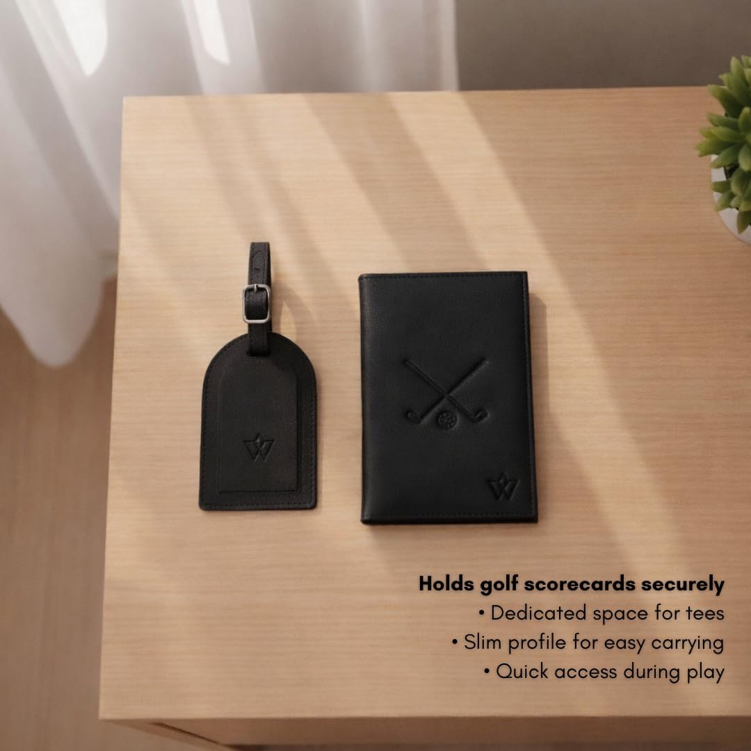 Detalle 2 de WASAMA Genuine Leather Golf Score Card and Tee Holder Gift Set